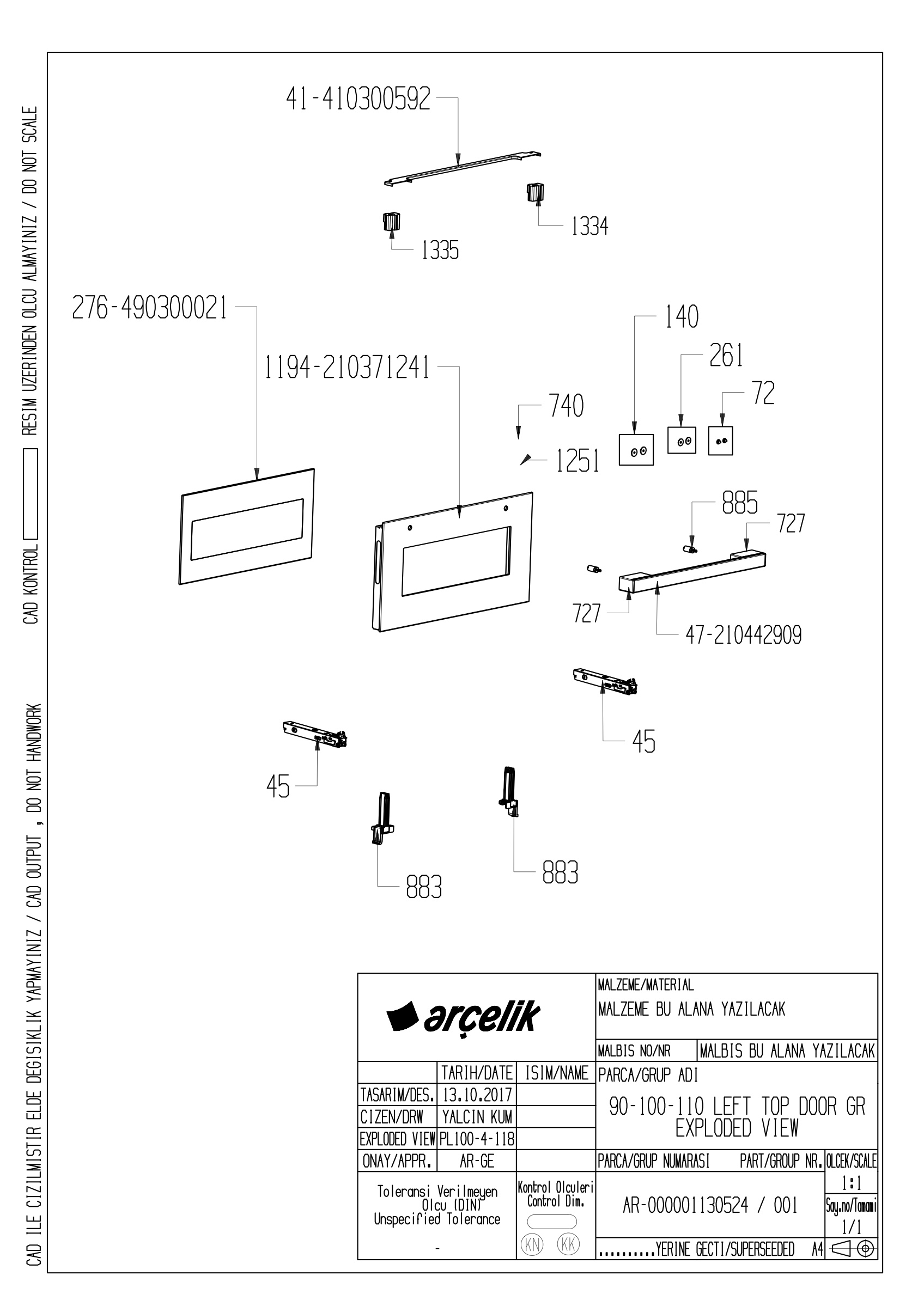 LEFT TOP FRONT DOOR GR EXPLODED VIEW