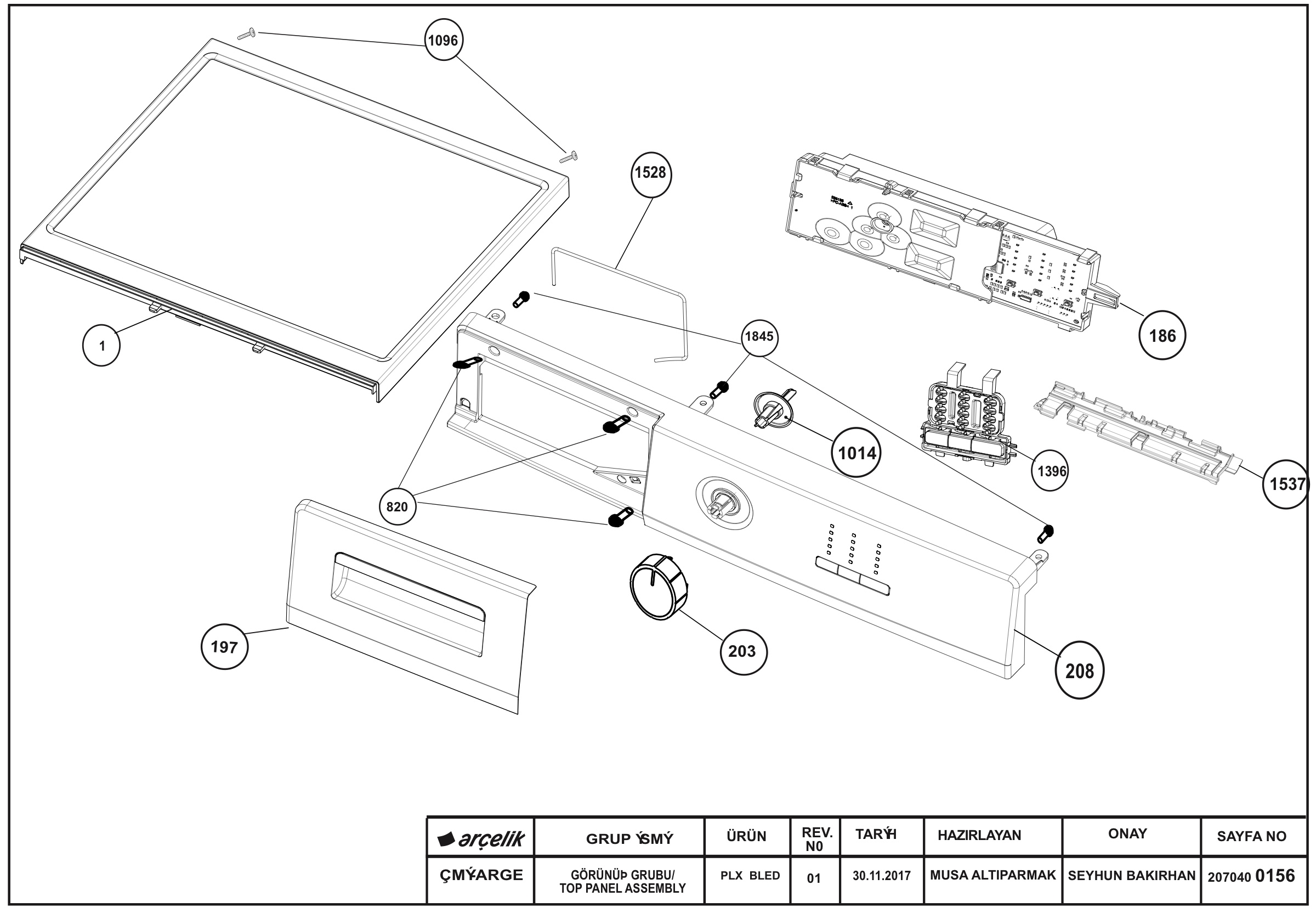 Front Panel & Top Frame Group