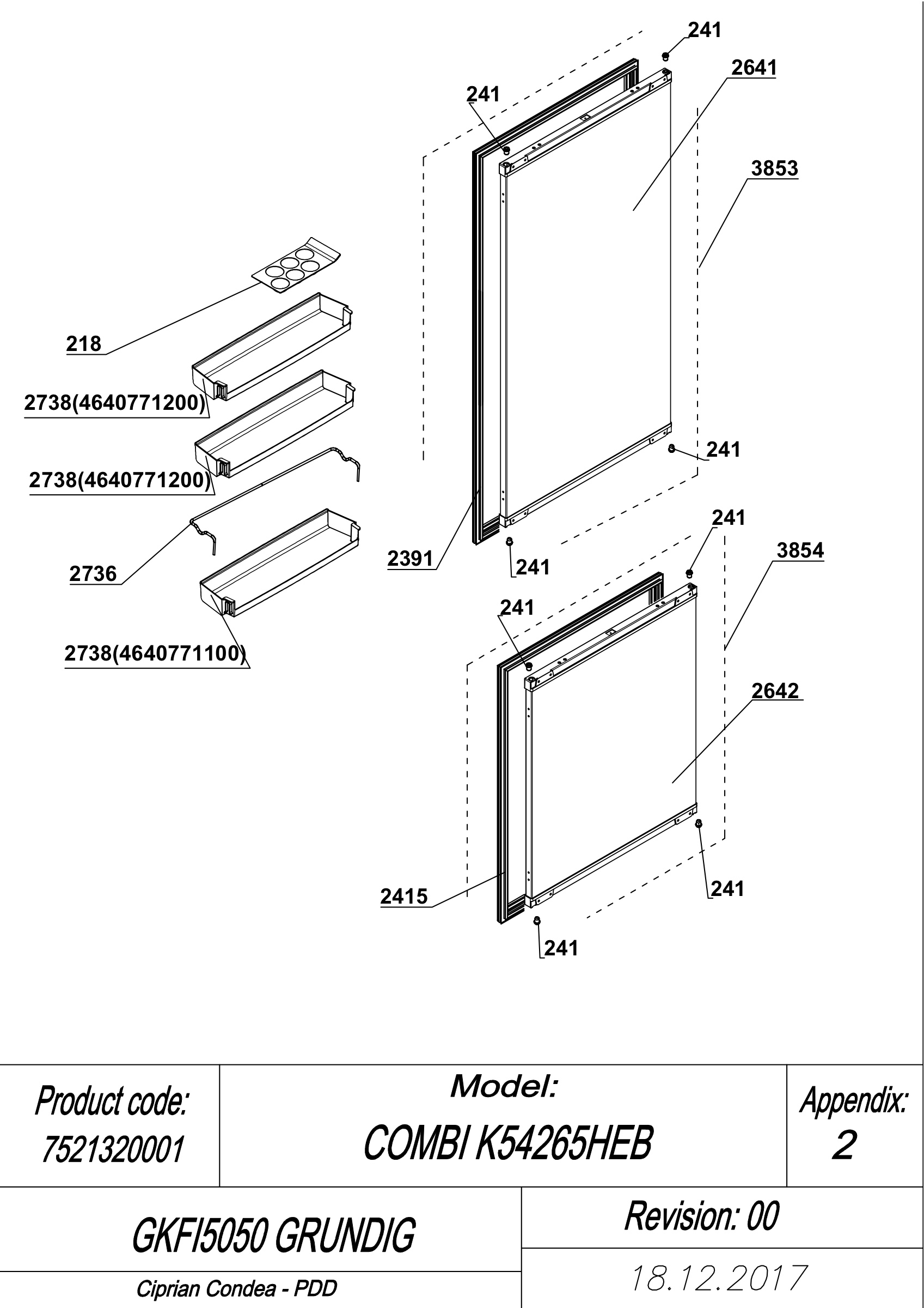 EXPLODED VIEW DOORS GKFI5050 GRUNDIG