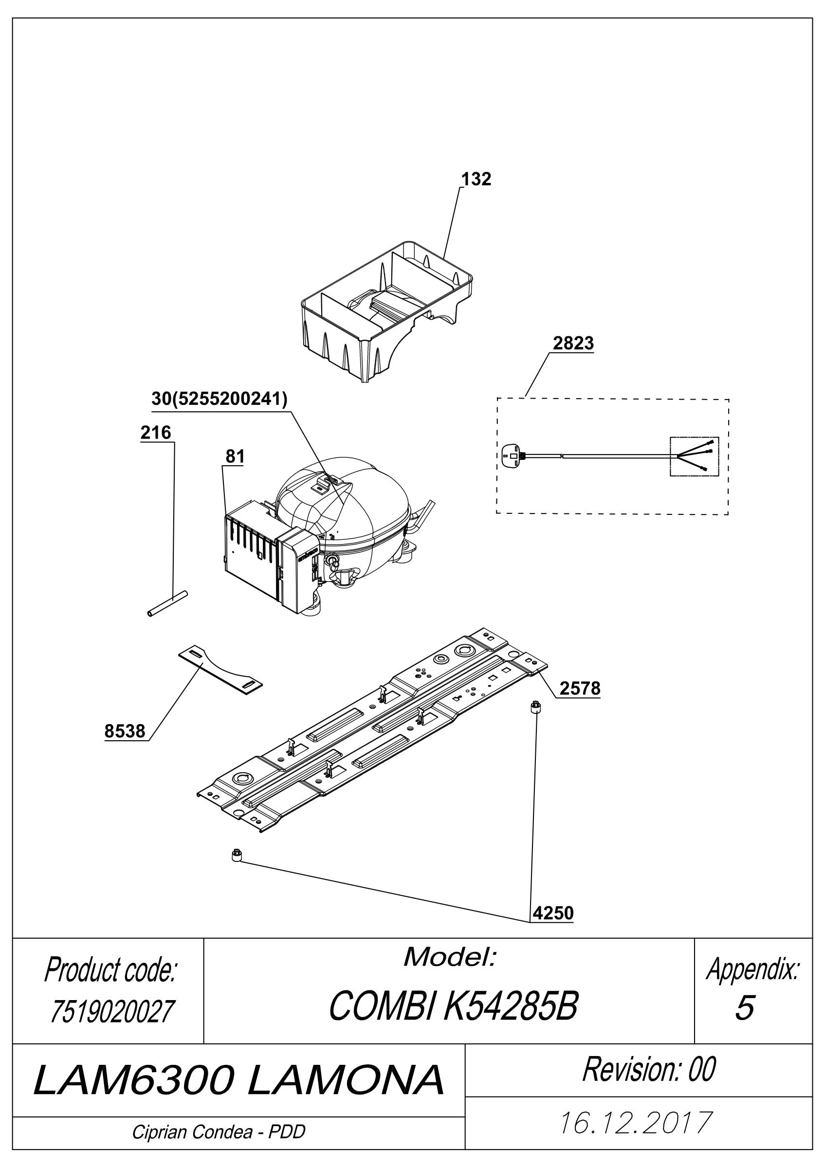 EXPLODED VIEW COMPRESSOR LAM6300 LAMONA