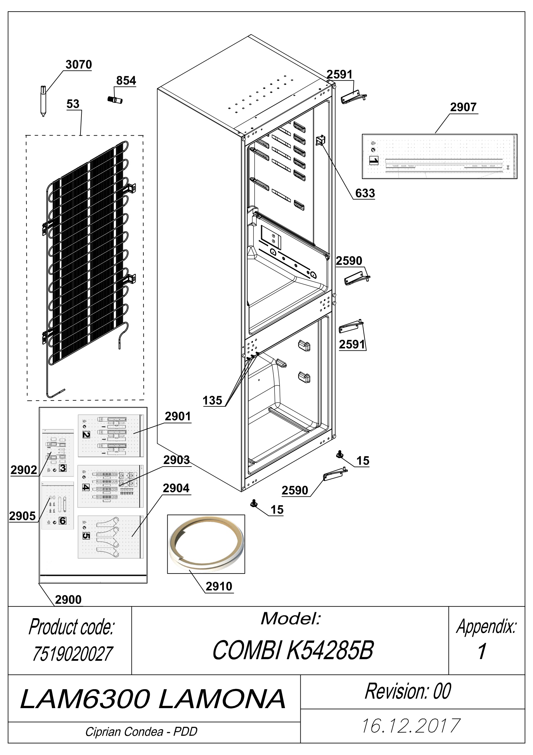 EXPLODED VIEW CABINET LAM6300 LAMONA