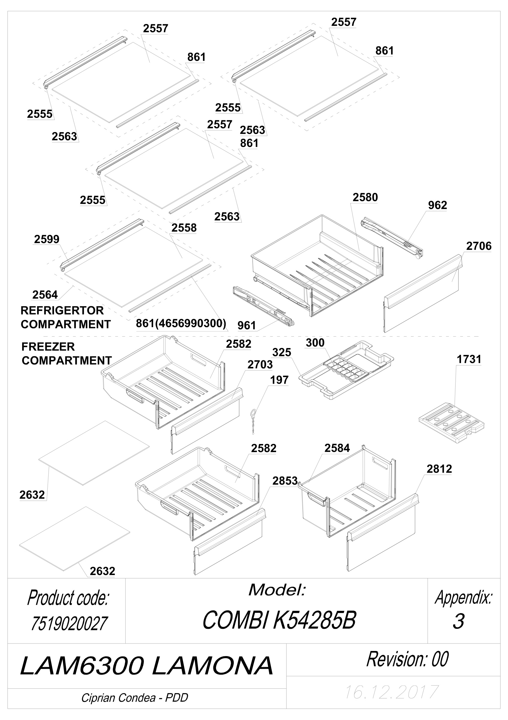 EXPLODED VIEW SHELVES LAM6300 LAMONA