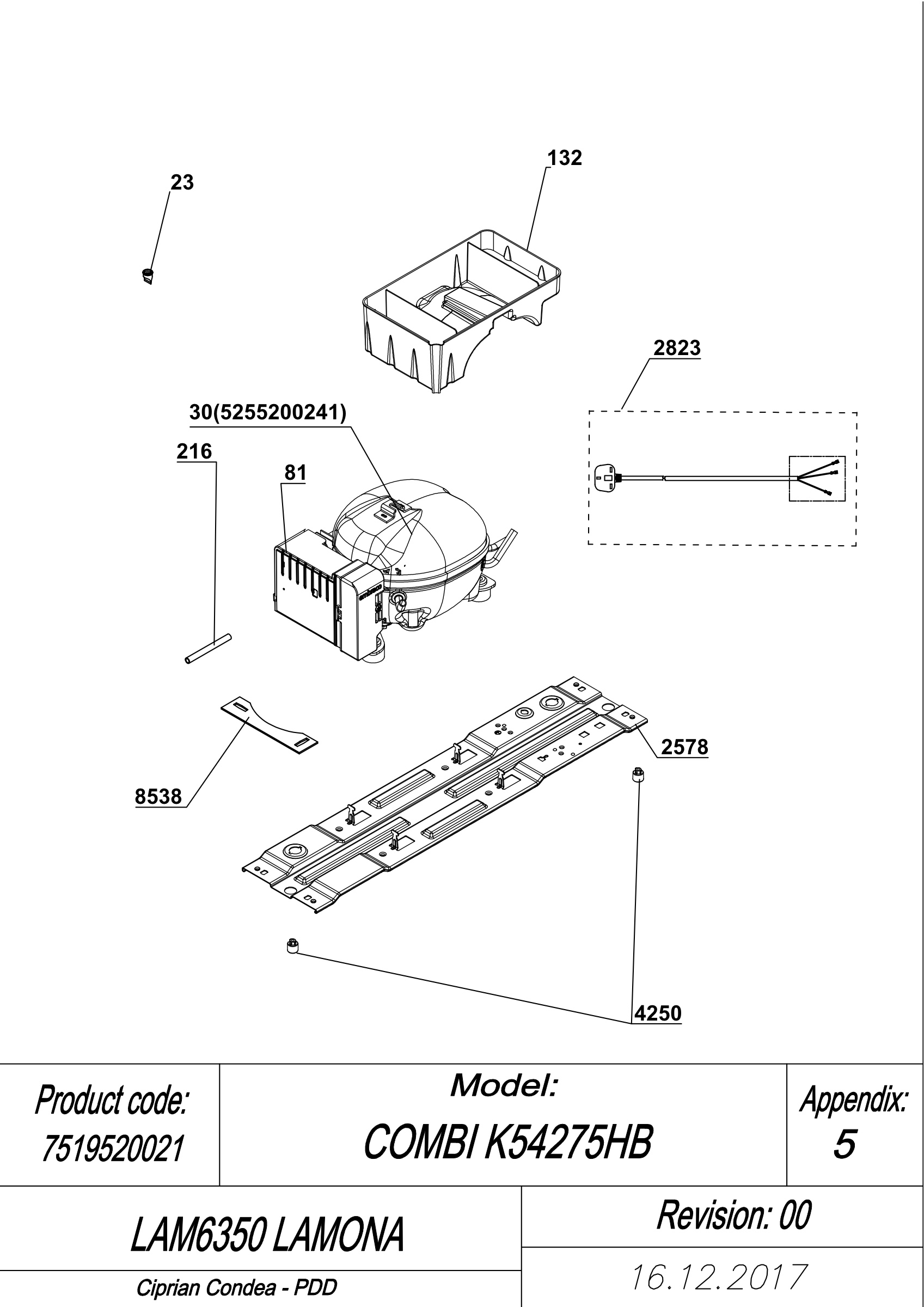 Lamona Fridge & Freezer LAM6350 (7519520021) Spares