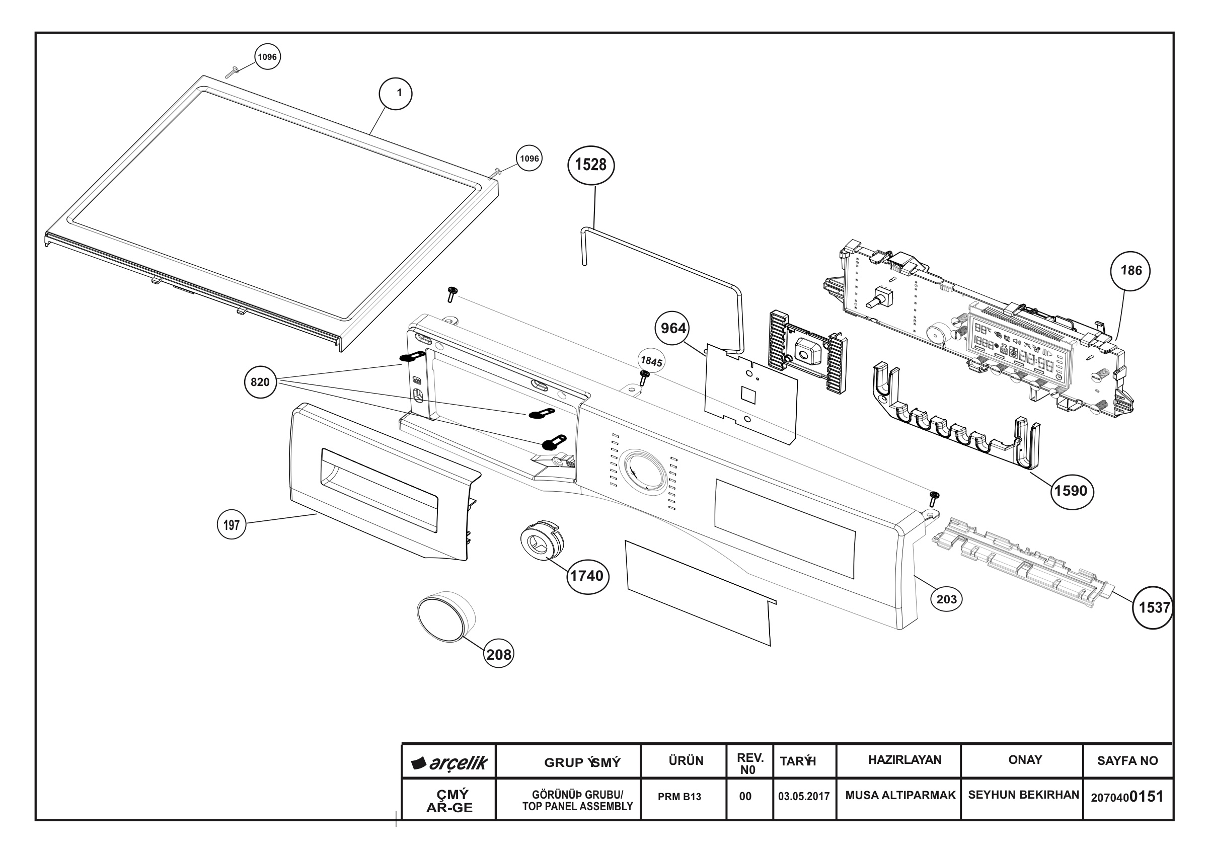 Front Panel & Top Frame Group