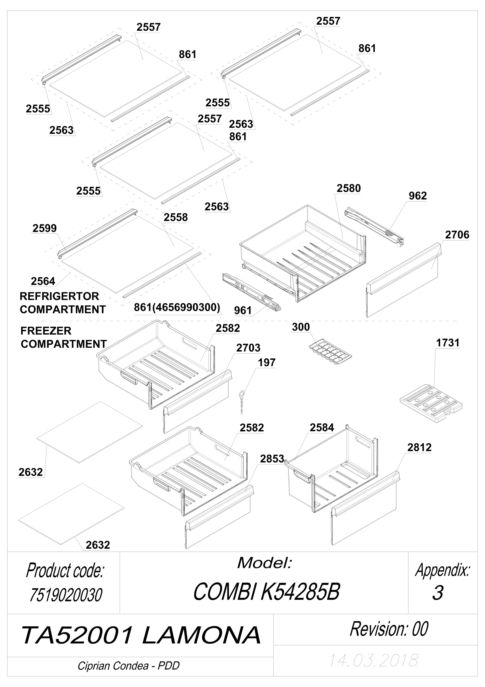 EXPLODED VIEW SHELVES TA52001 LAMONA