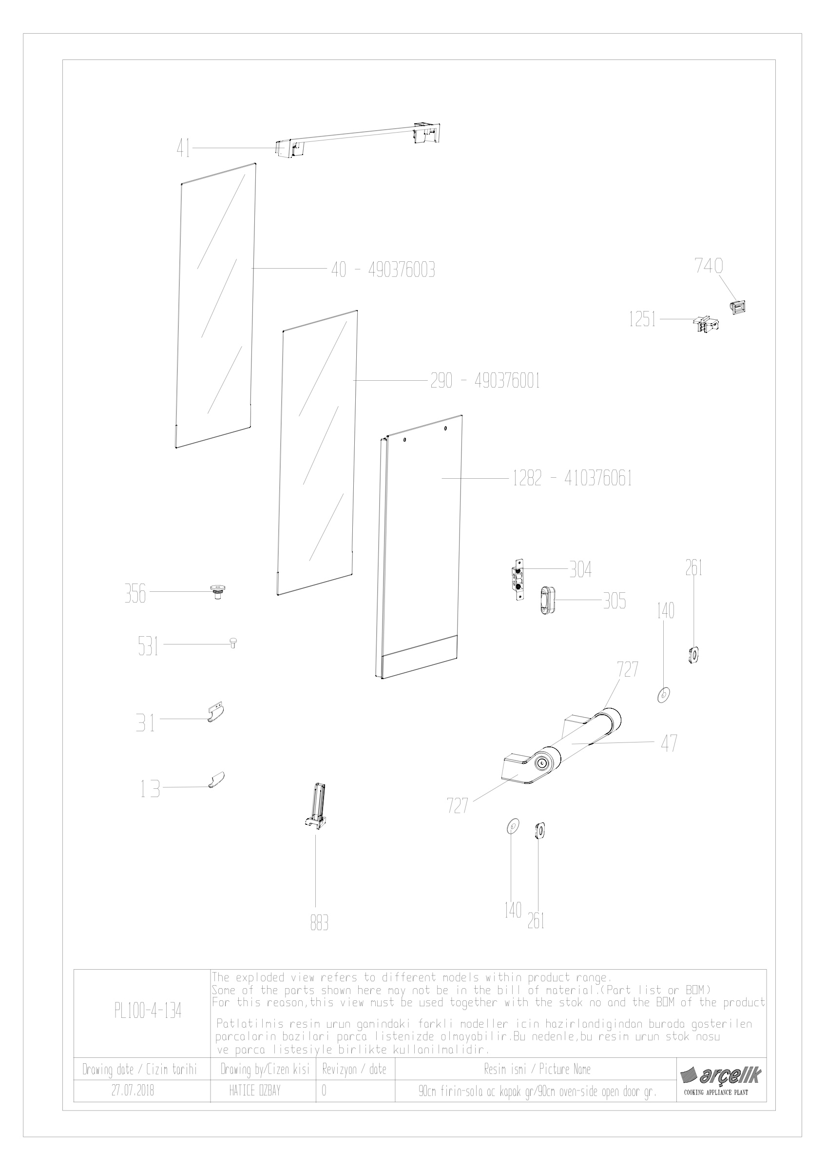 90cm RIGHT DOOR GR.