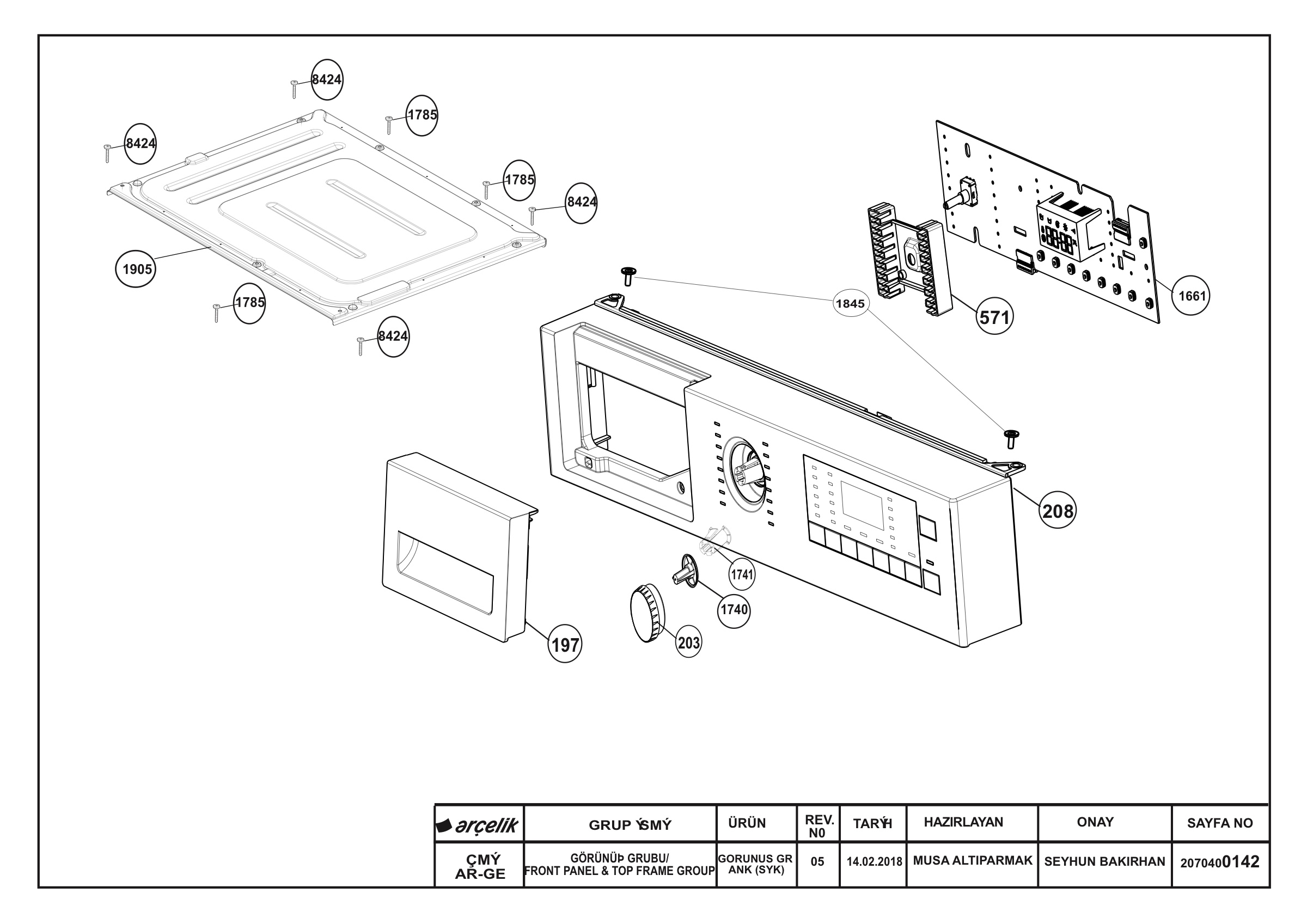 Front Panel & Top Frame Group