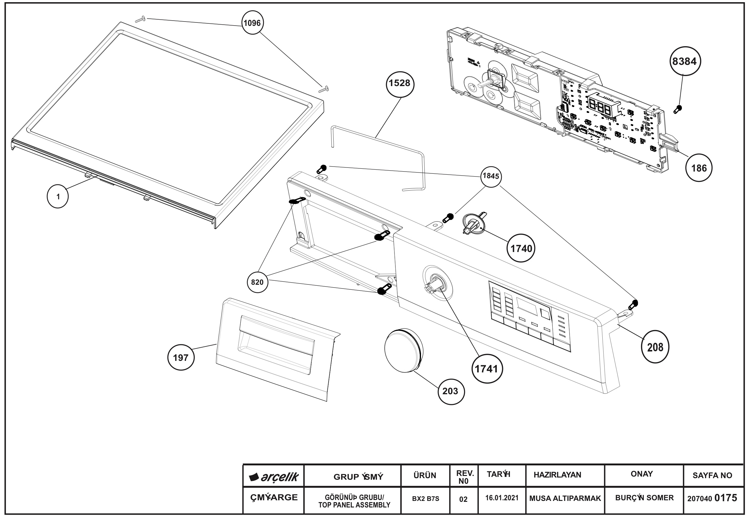 Front Panel & Top Frame Group