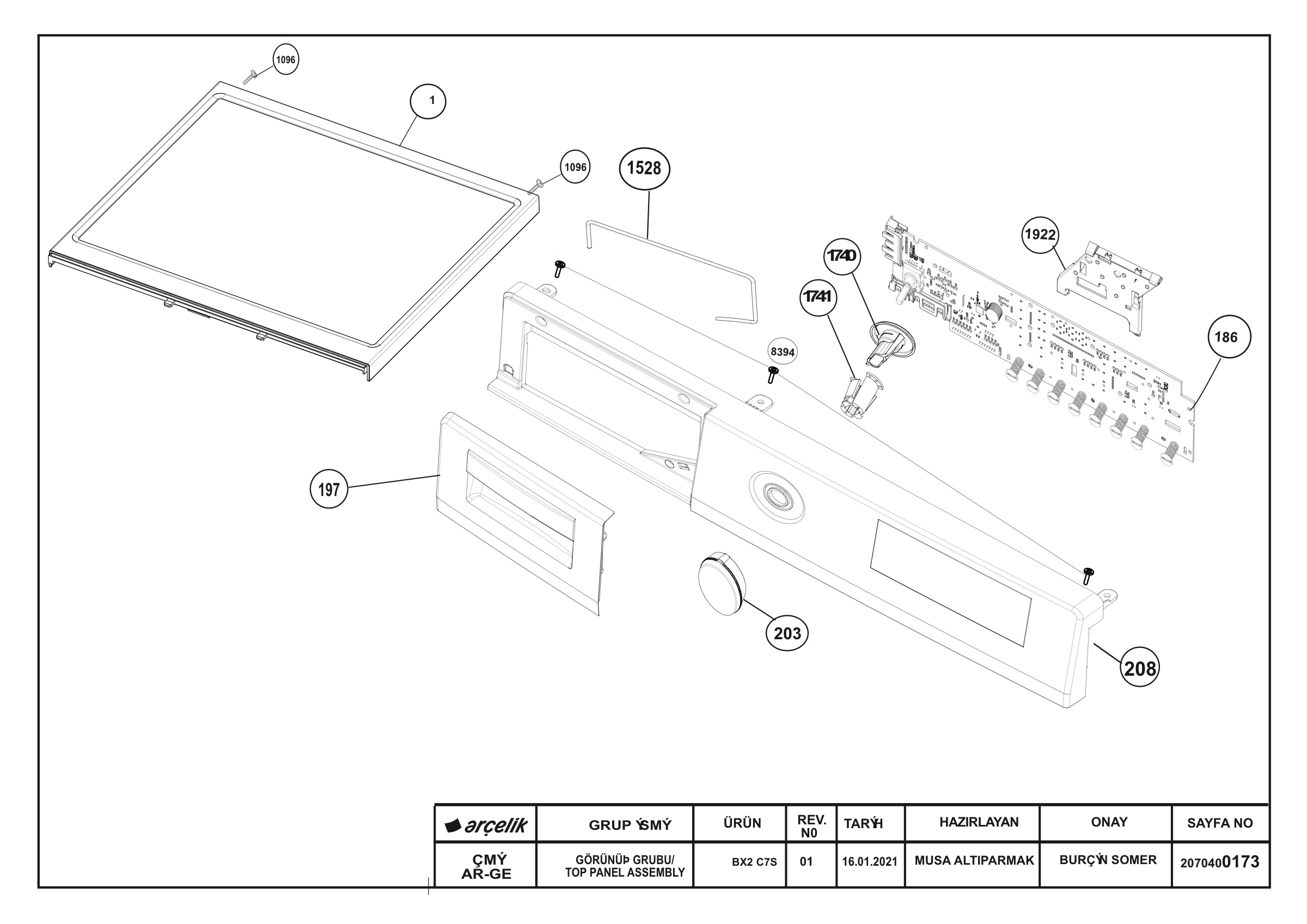 Front Panel & Top Frame Group