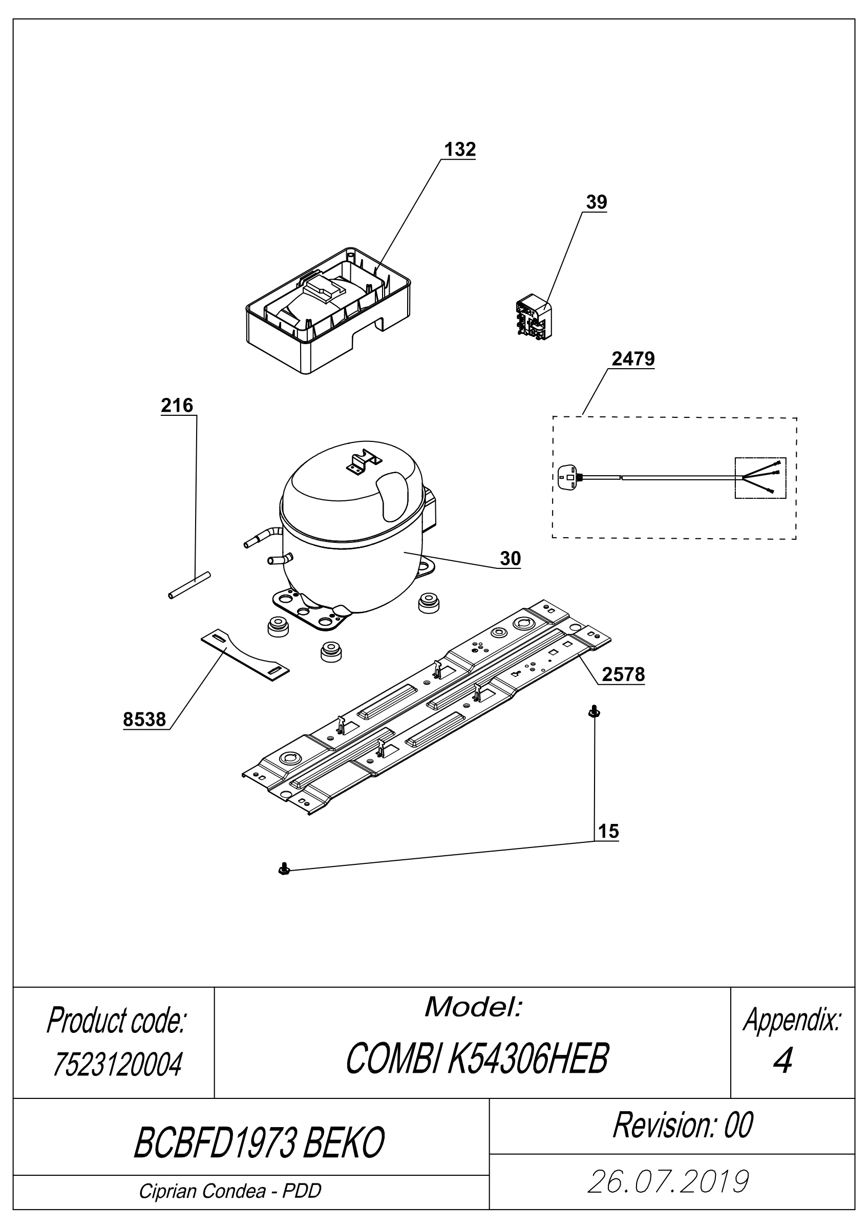 Beko Fridge & Freezer BCBFD1973 (7523120004) Spares