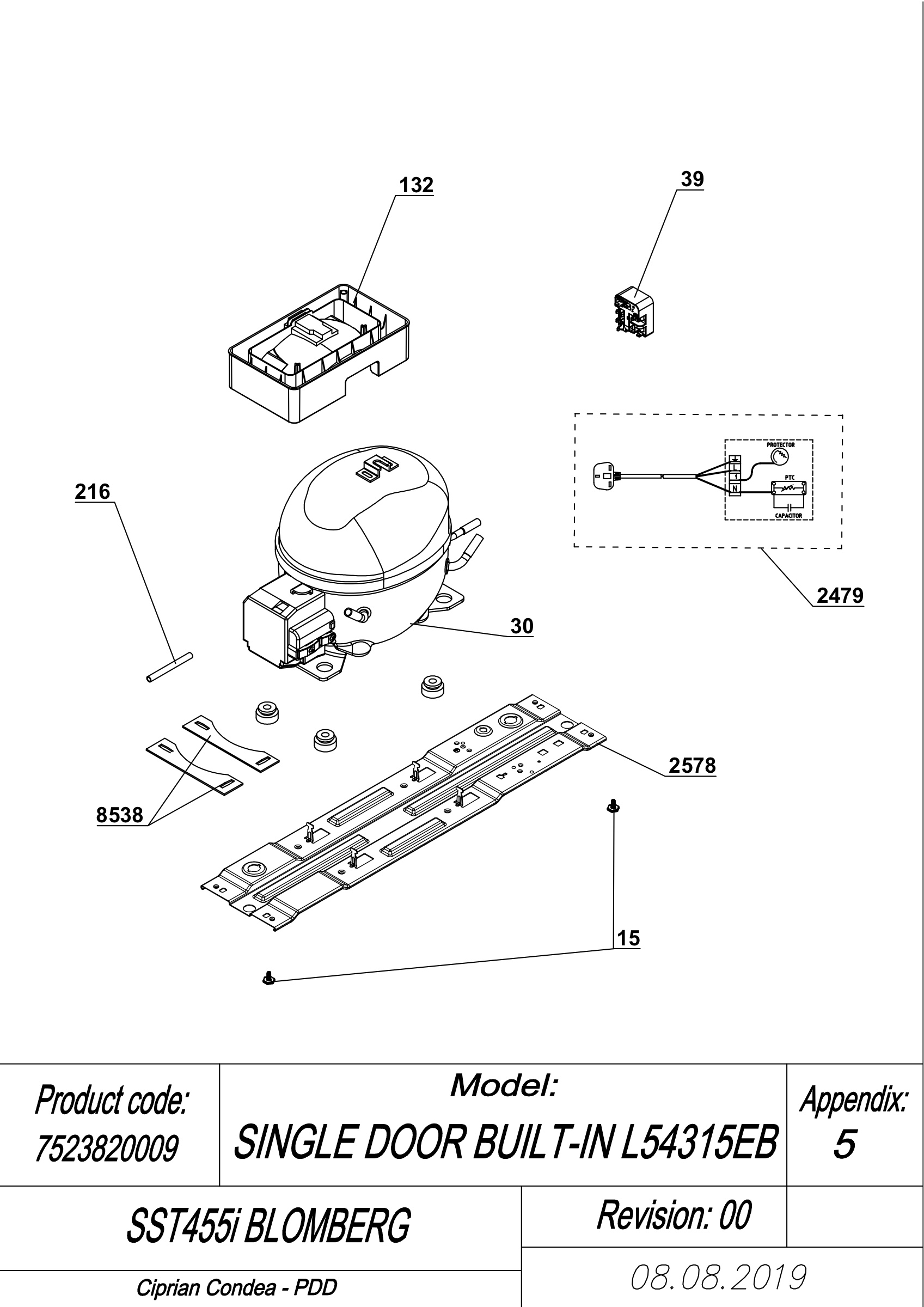 EXPLODED VIEW COMPRESSOR SST455i BLOMBERG