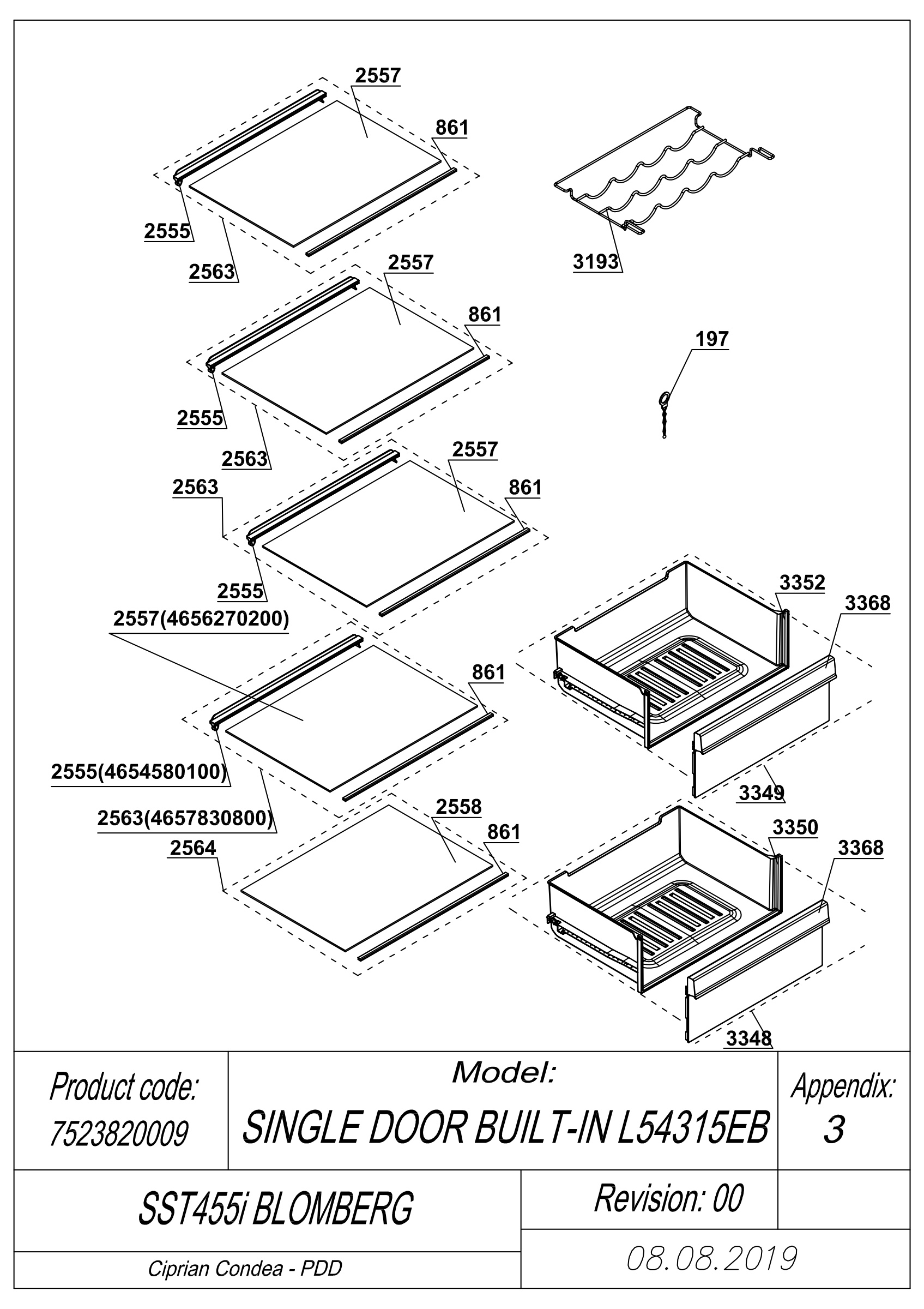 EXPLODED VIEW SHELVES SST455i BLOMBERG