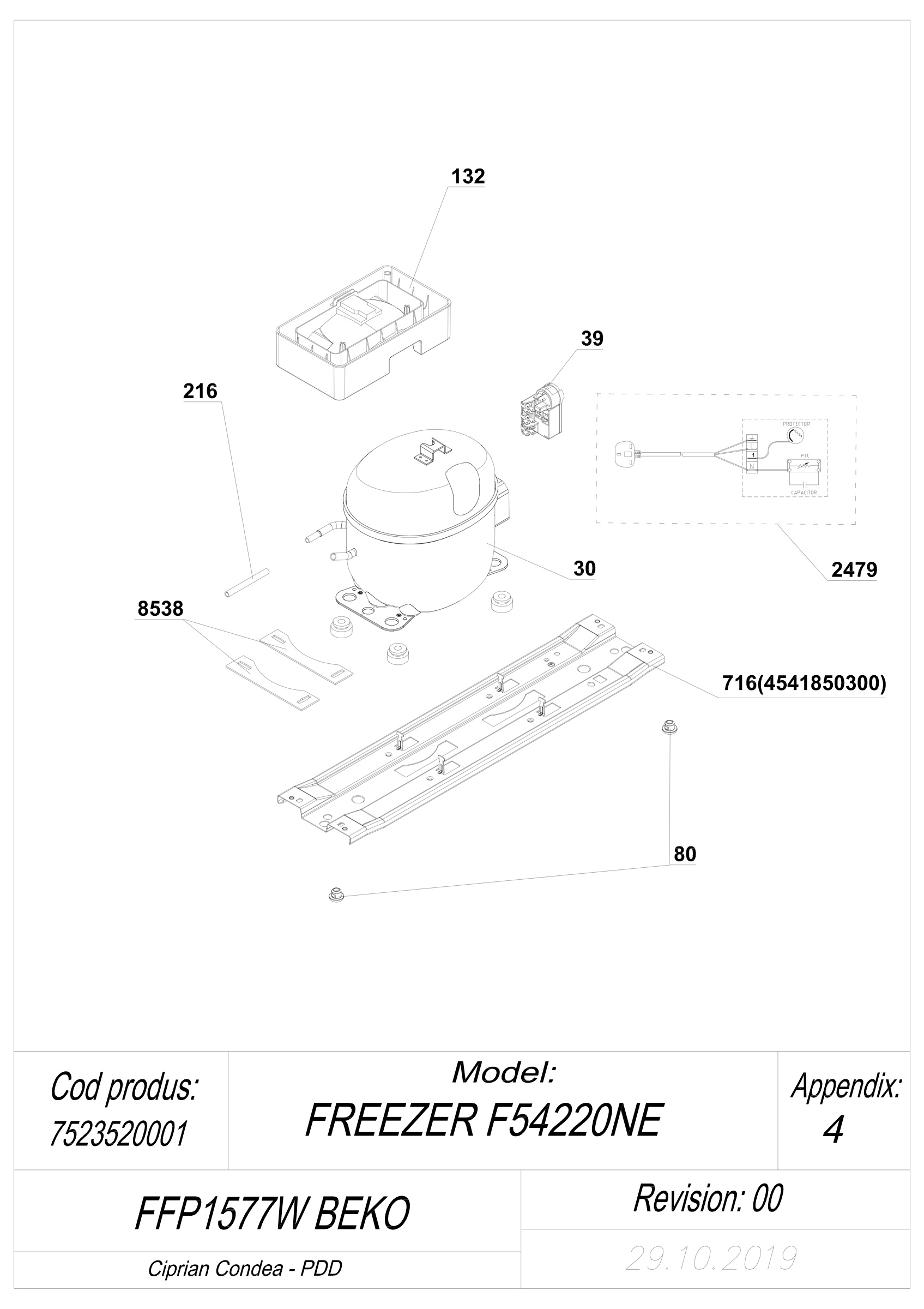 EXPLODED VIEW COMPRESSOR FFP1577W BEKO