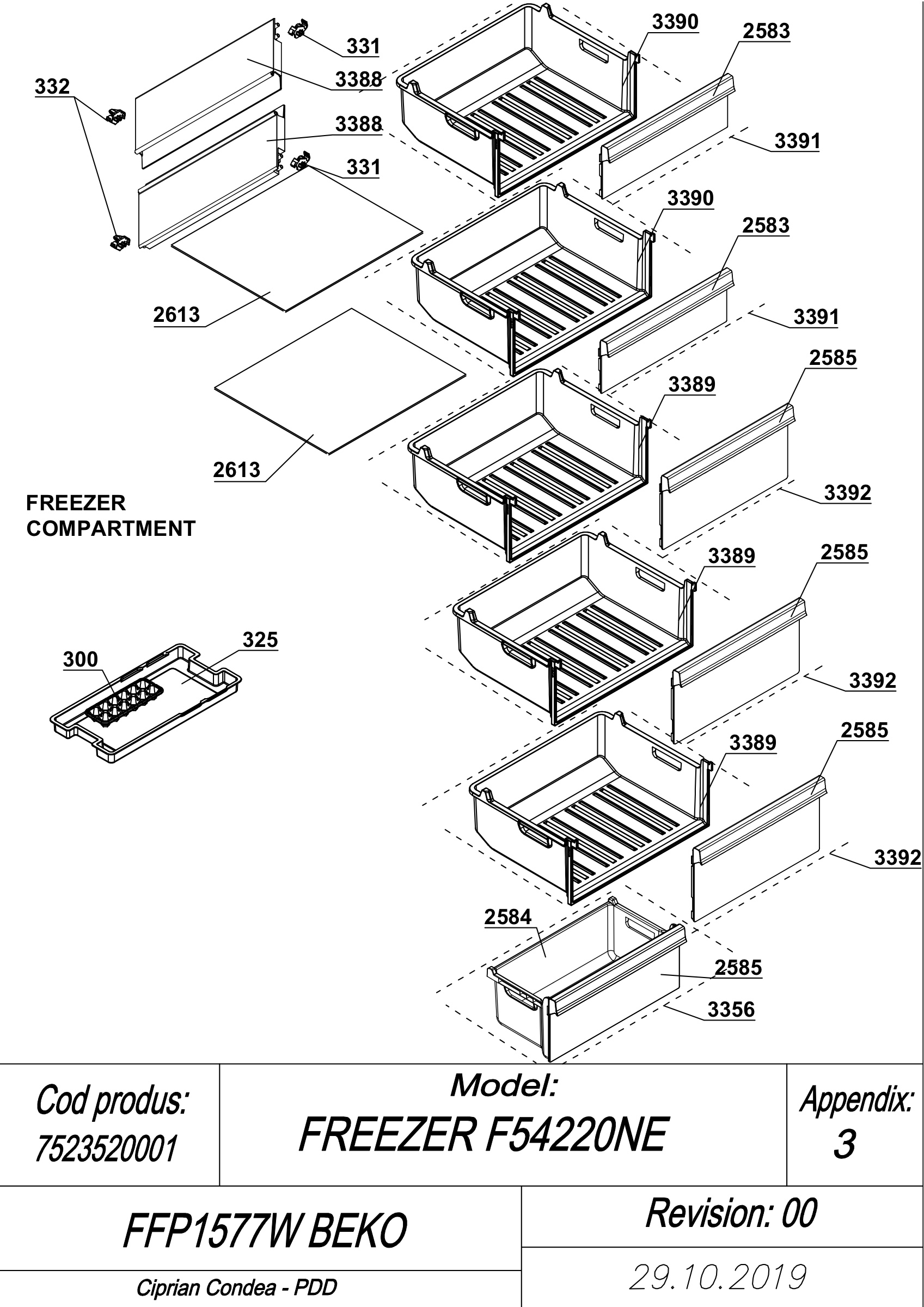 EXPLODED VIEW SHELVES FFP1577W BEKO