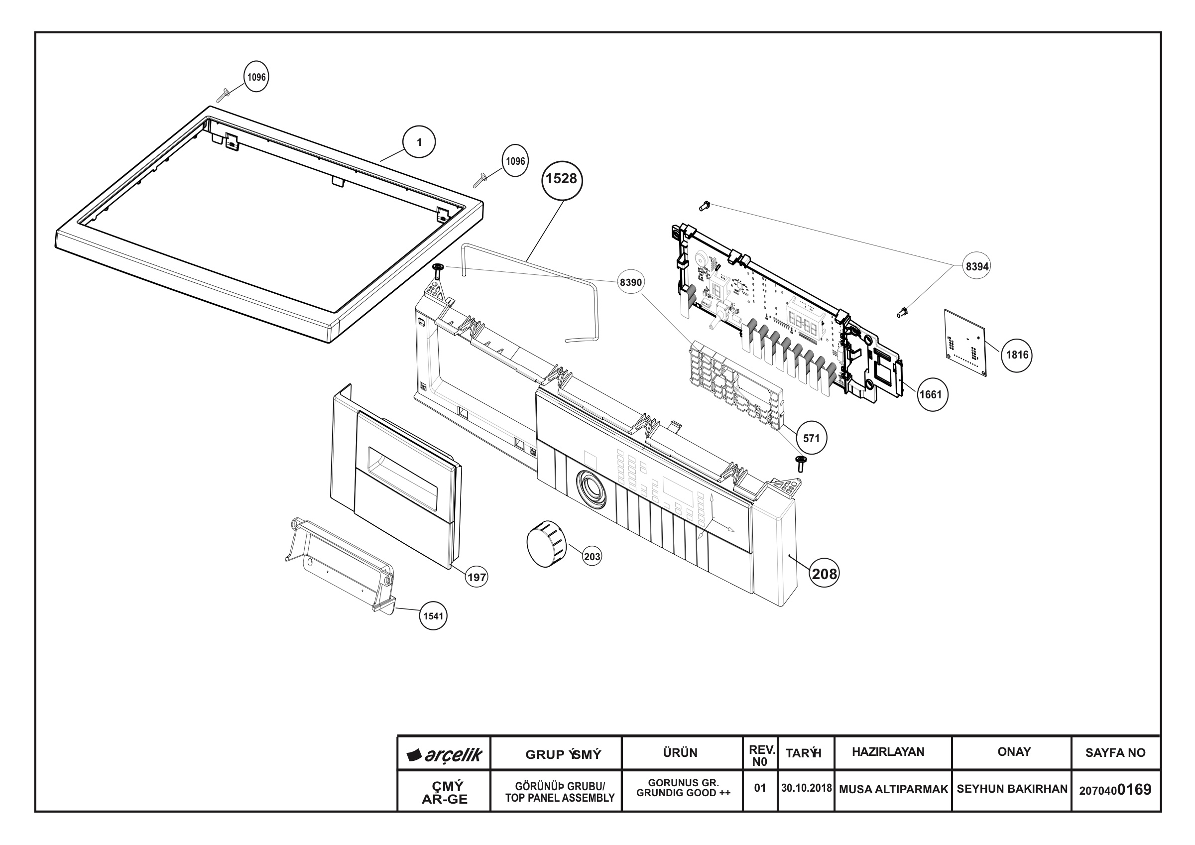 Front Panel & Top Frame Group