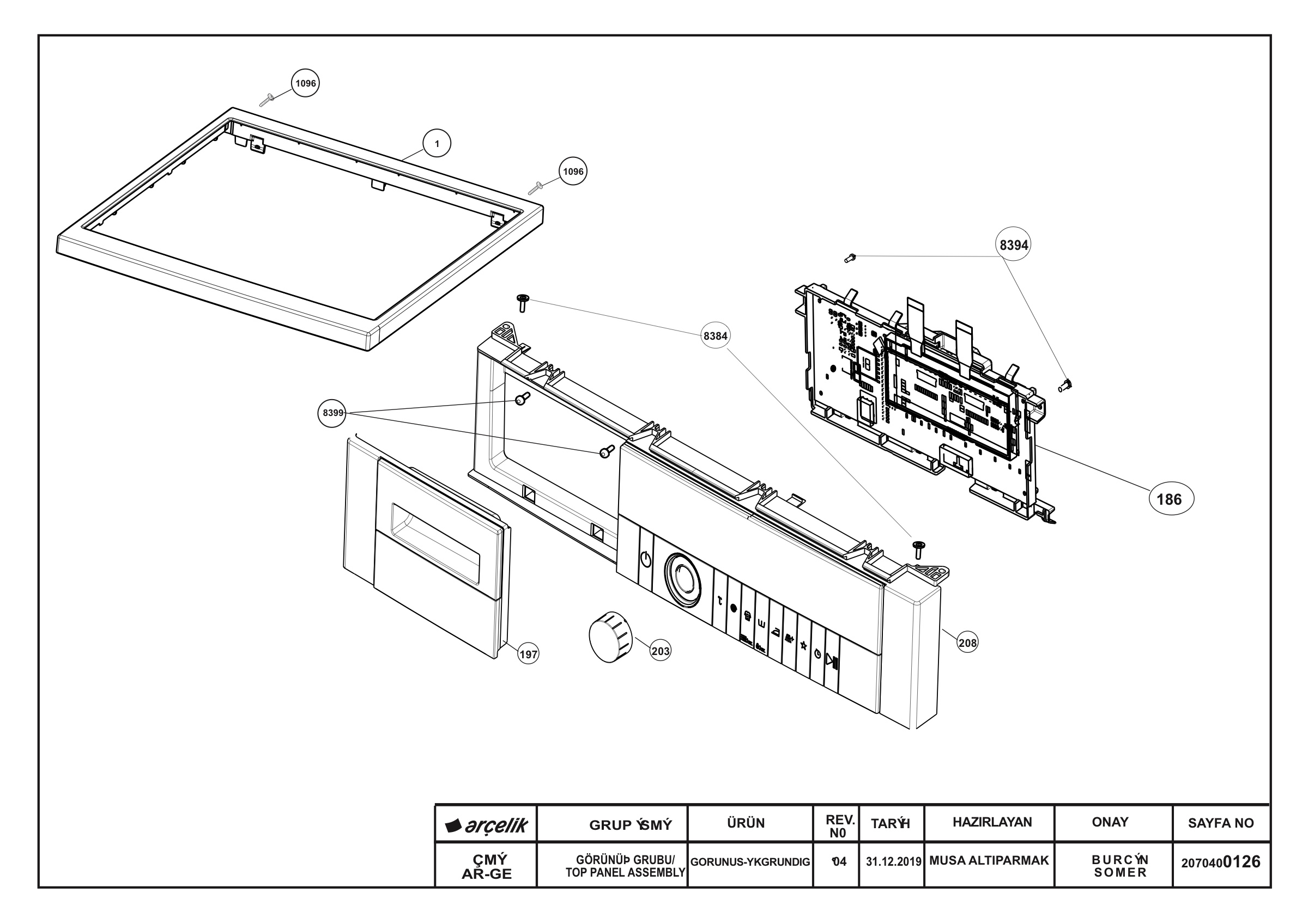 Front Panel & Top Frame Group