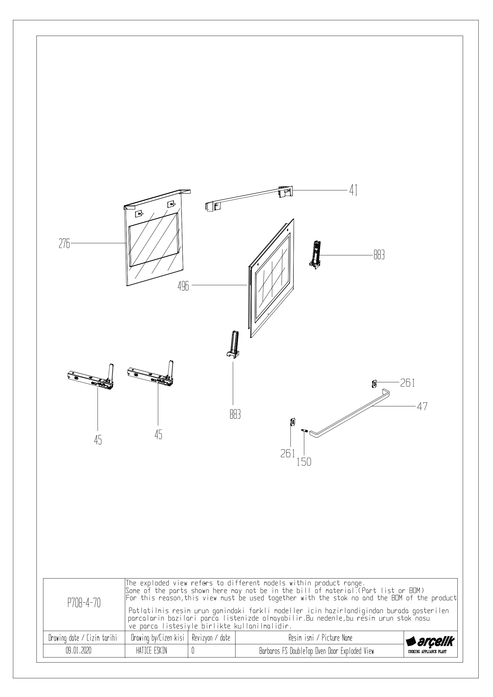 BARBAROS FS TOP OVEN DOOR GR.