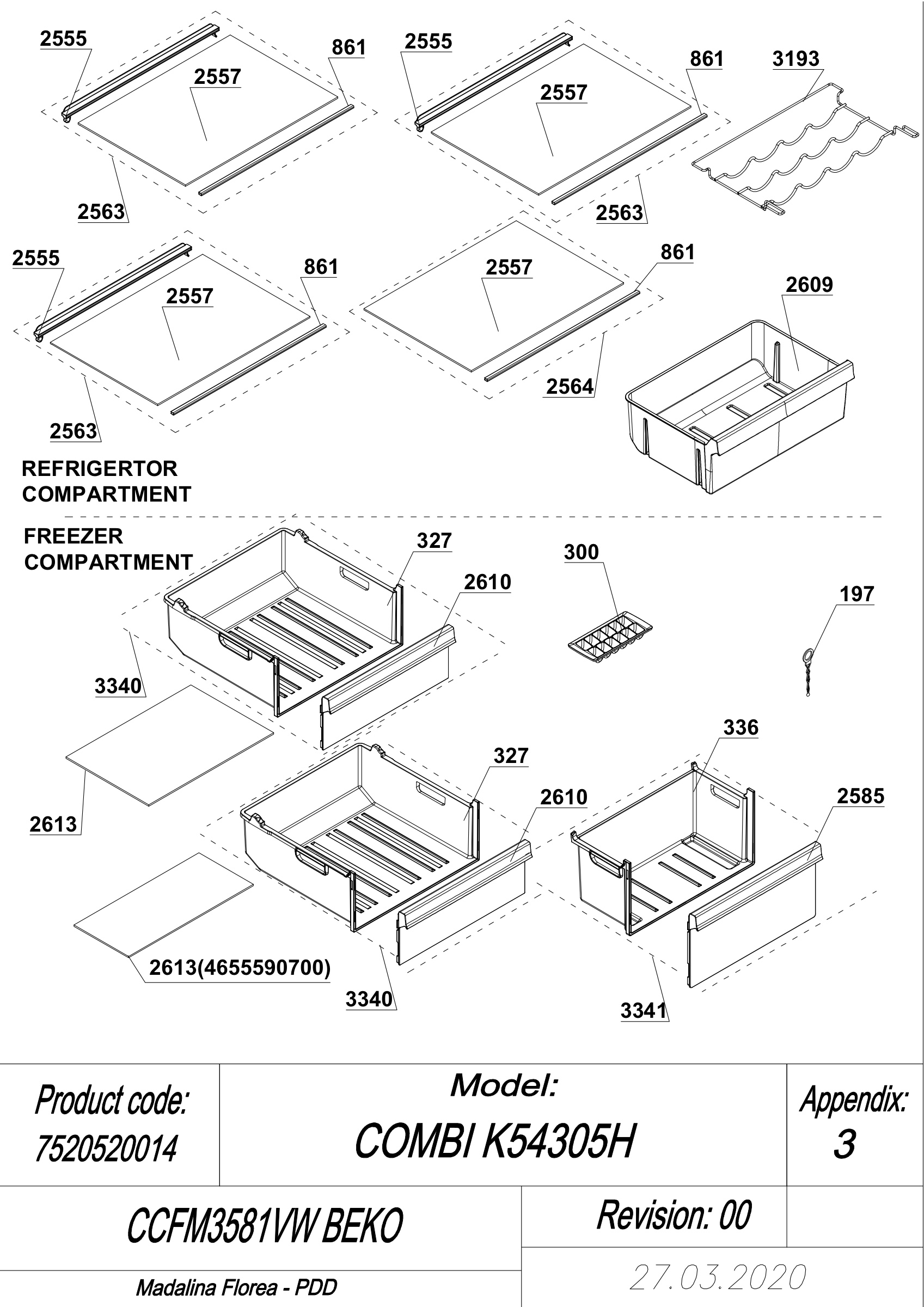 EXPLODED VIEW SHELVES CCFM3581VW BEKO
