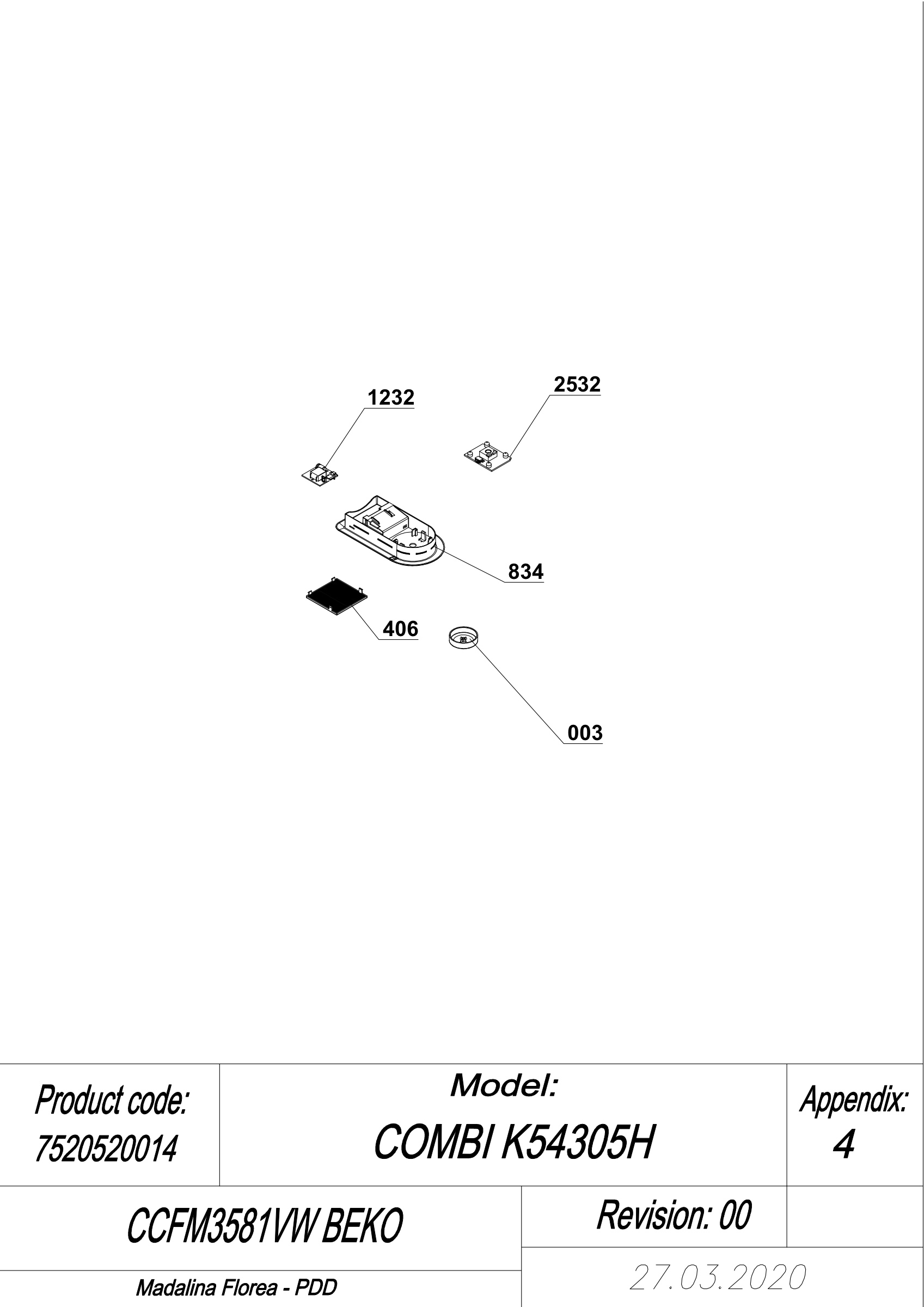 EXPLODED VIEW LEDS CCFM3581VW BEKO