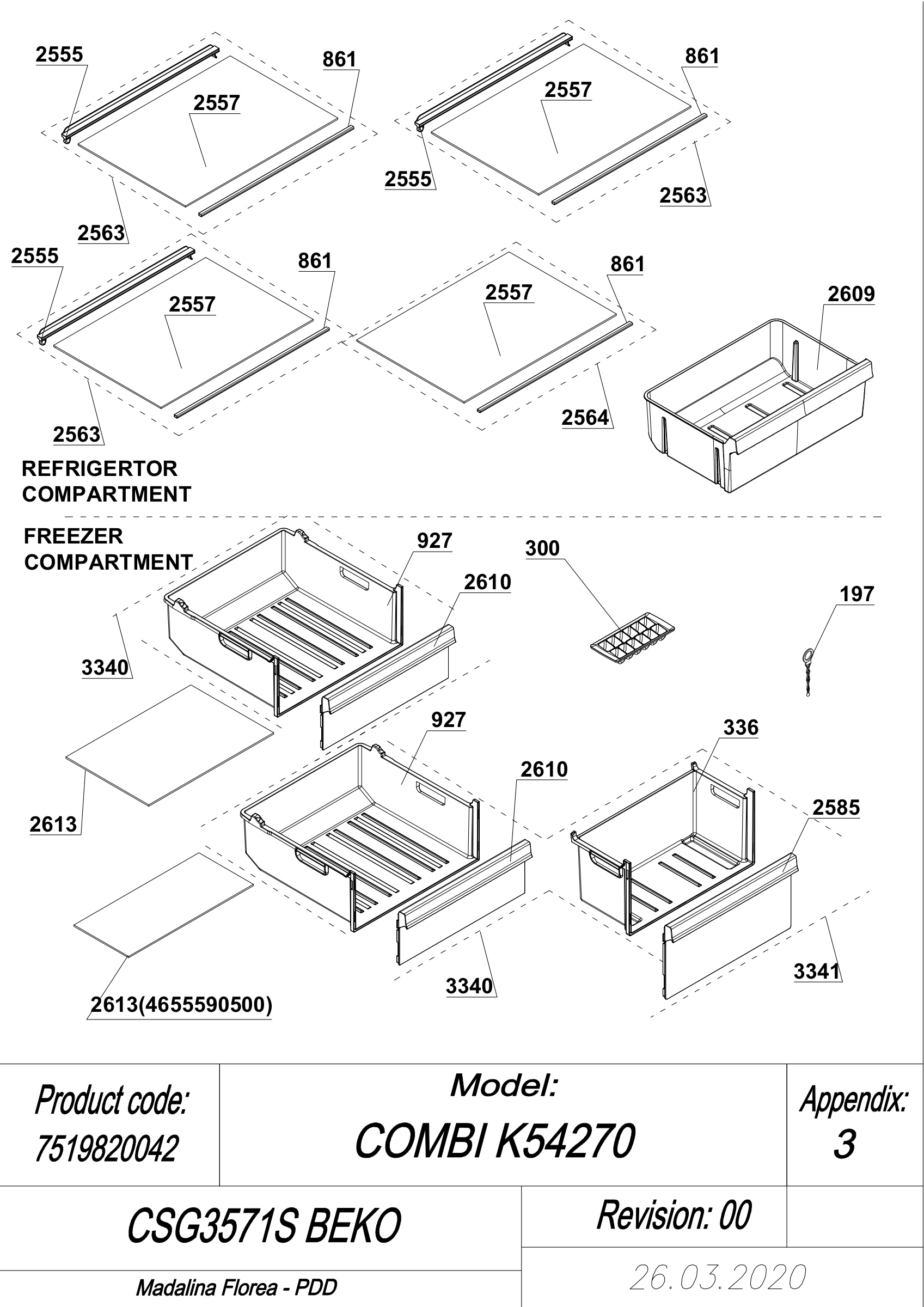 EXPLODED VIEW SHELVES CSG3571S BEKO