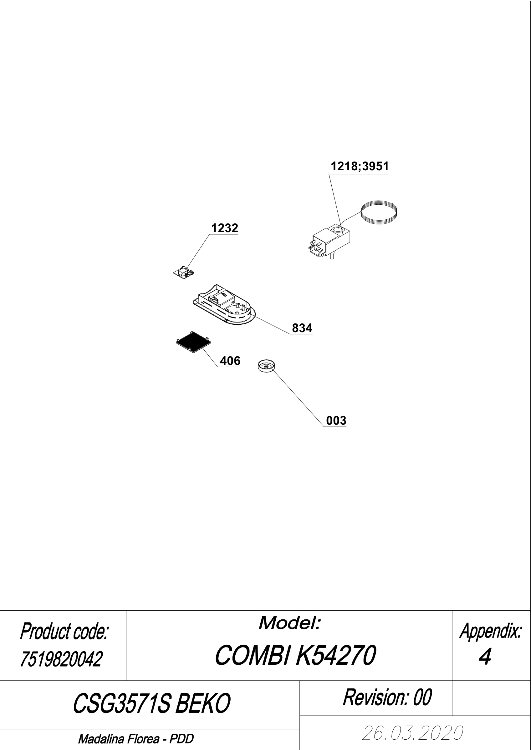 EXPLODED VIEW THERMOSTAT CSG3571S BEKO
