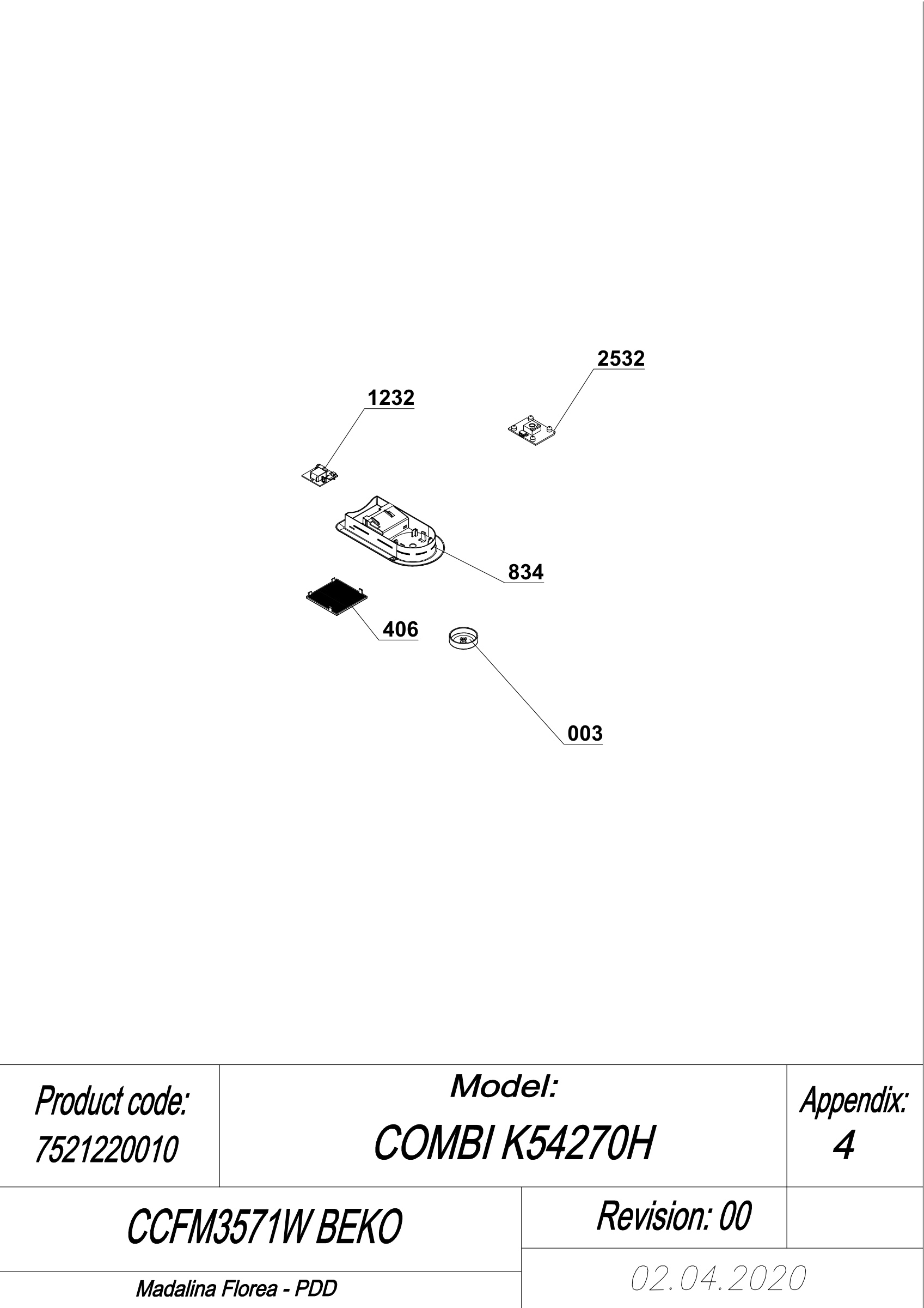 EXPLODED VIEW LEDS CCFM3571W BEKO