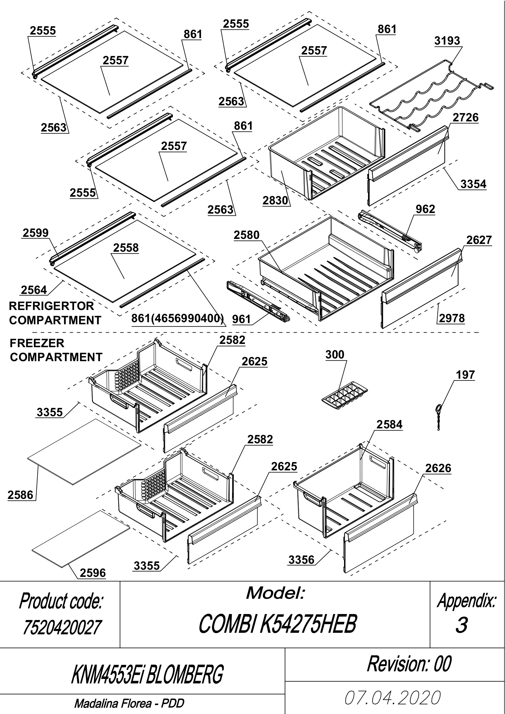 EXPLODED VIEW SHELVES KNM4553Ei BLOMBERG