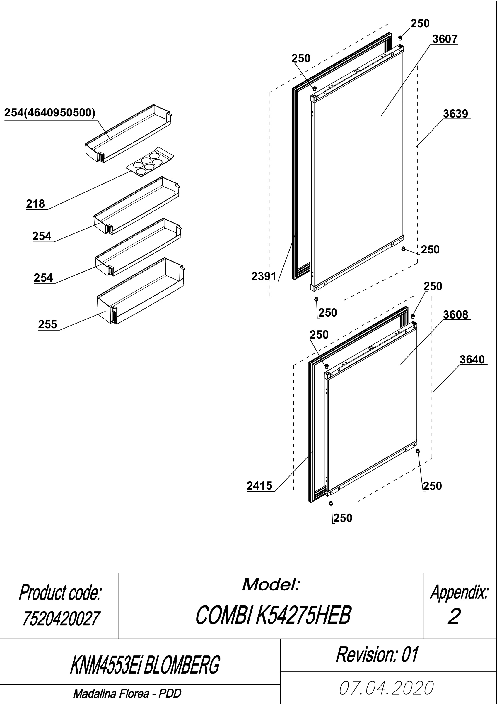 EXPLODED VIEW DOORS KNM4553Ei BLOMBERG