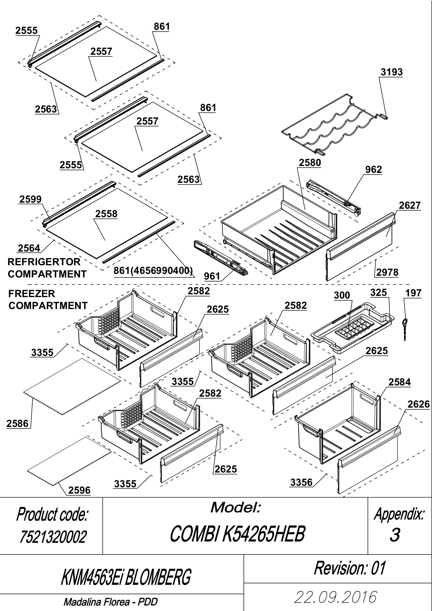 EXPLODED VIEW SHELVES KNM4563Ei BLOMBERG