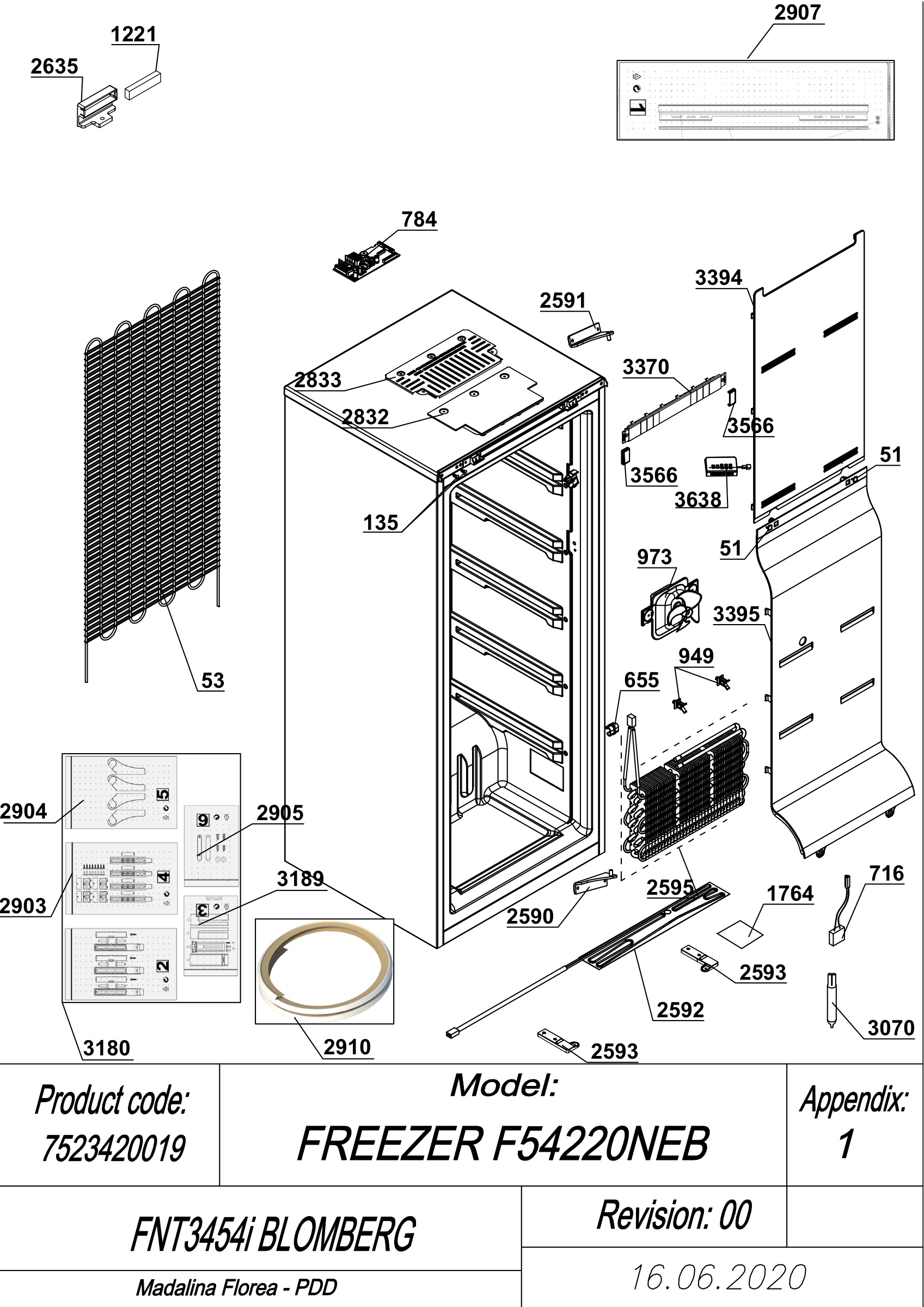 EXPLODED VIEW CABINET FNT3454i BLOMBERG