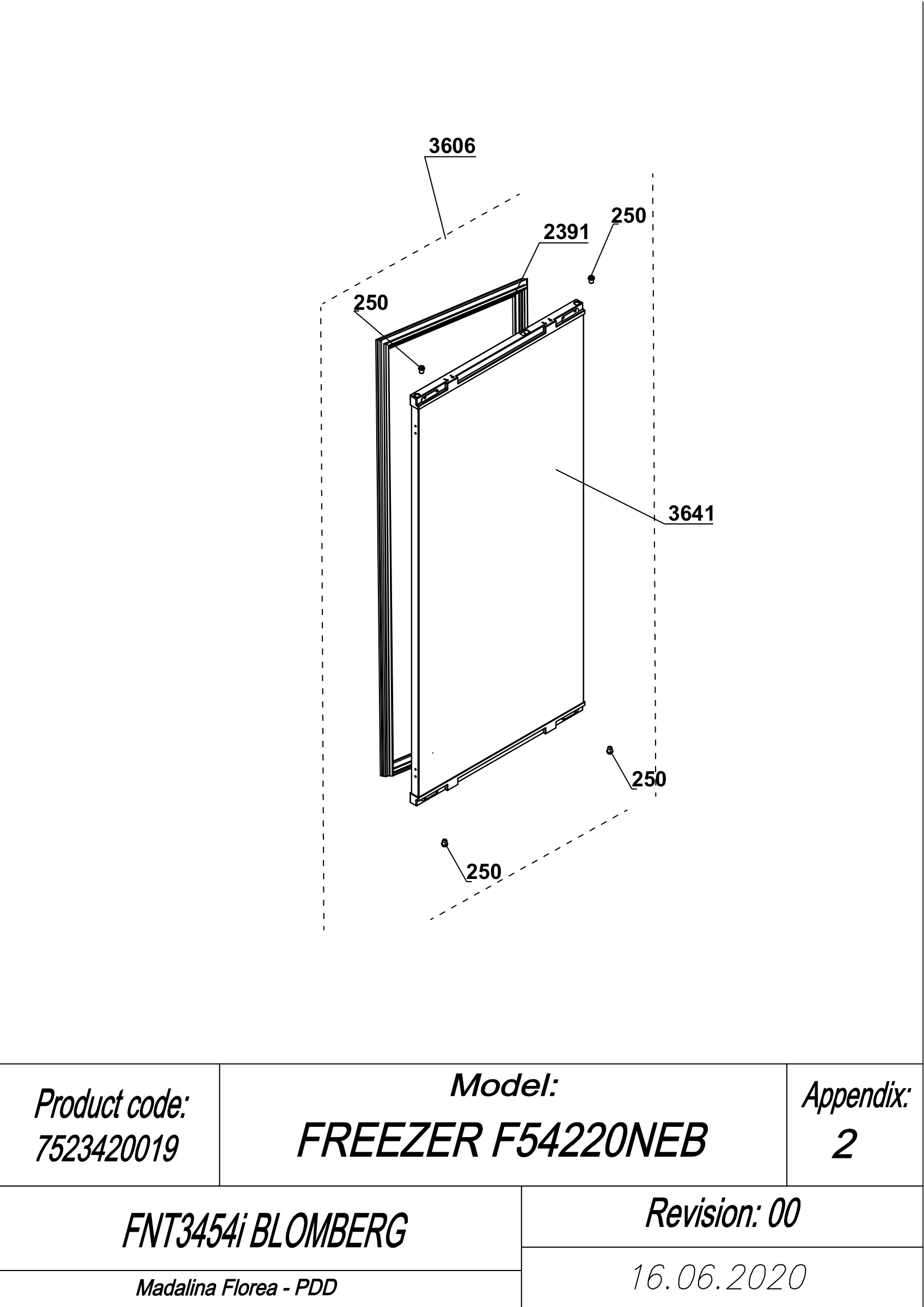 EXPLODED VIEW DOOR FNT3454i BLOMBERG