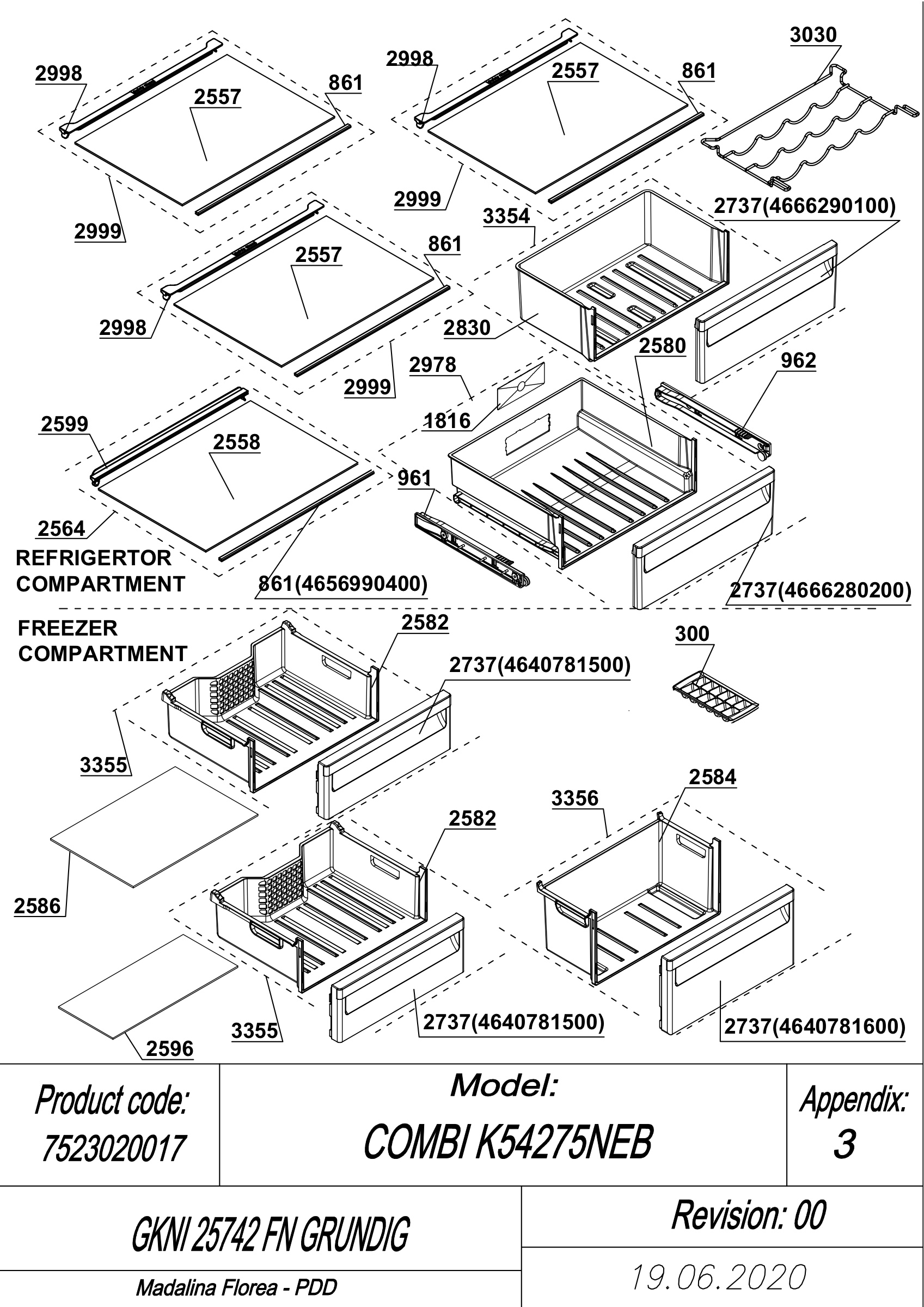 EXPLODED VIEW SHELVES GKNI 25742 FN GRUNDIG