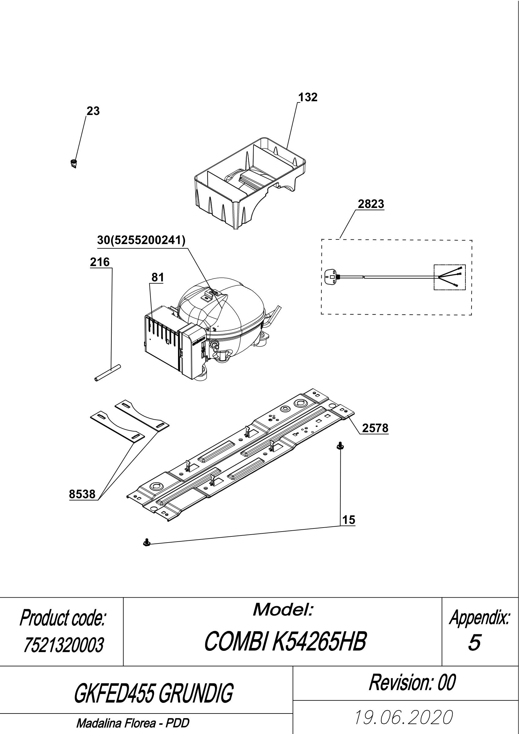 Grundig Fridge & Freezer GKFED455 (7521320003) Spares