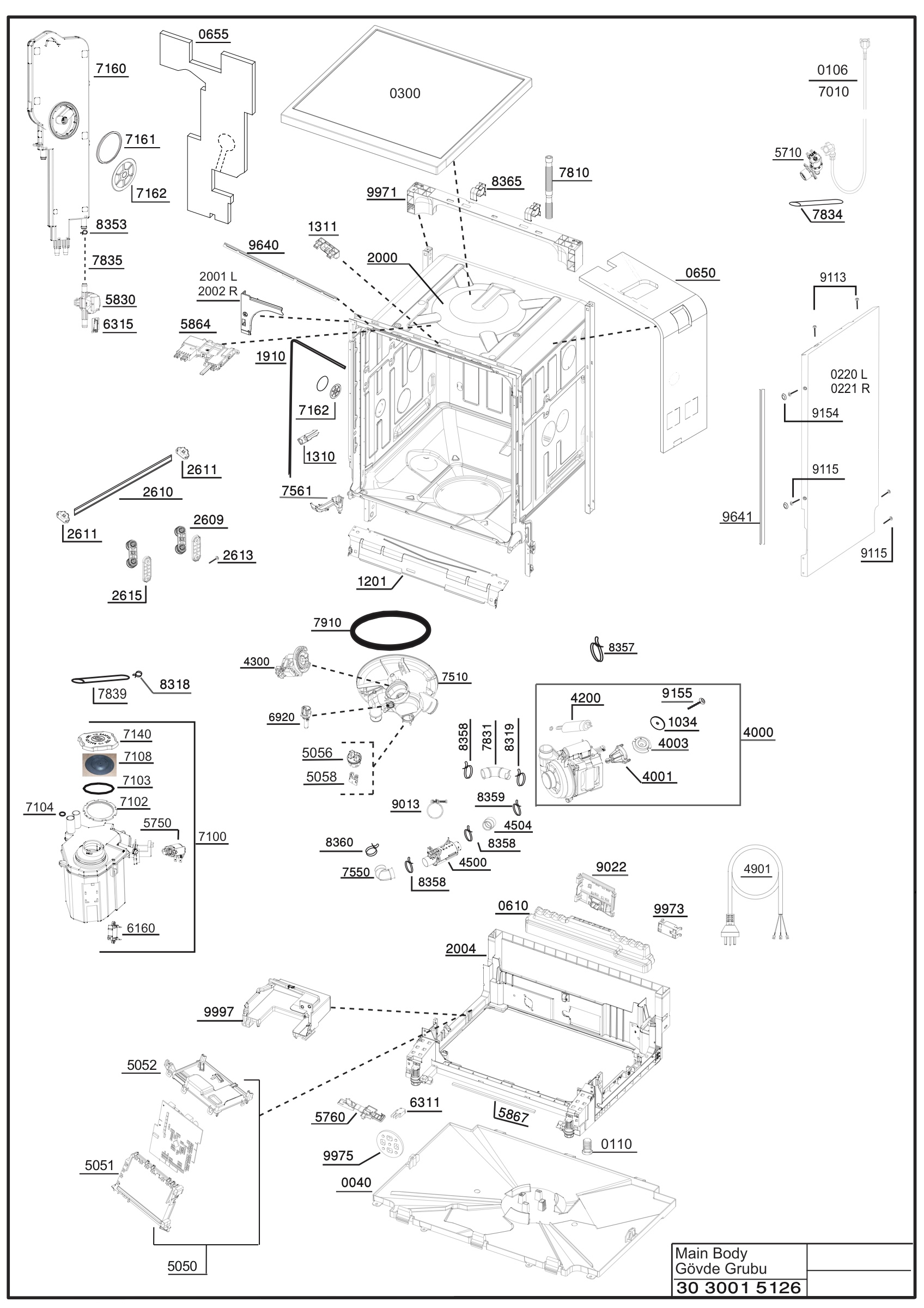Beko Dishwasher DEN36X30X (7609603877) Spares