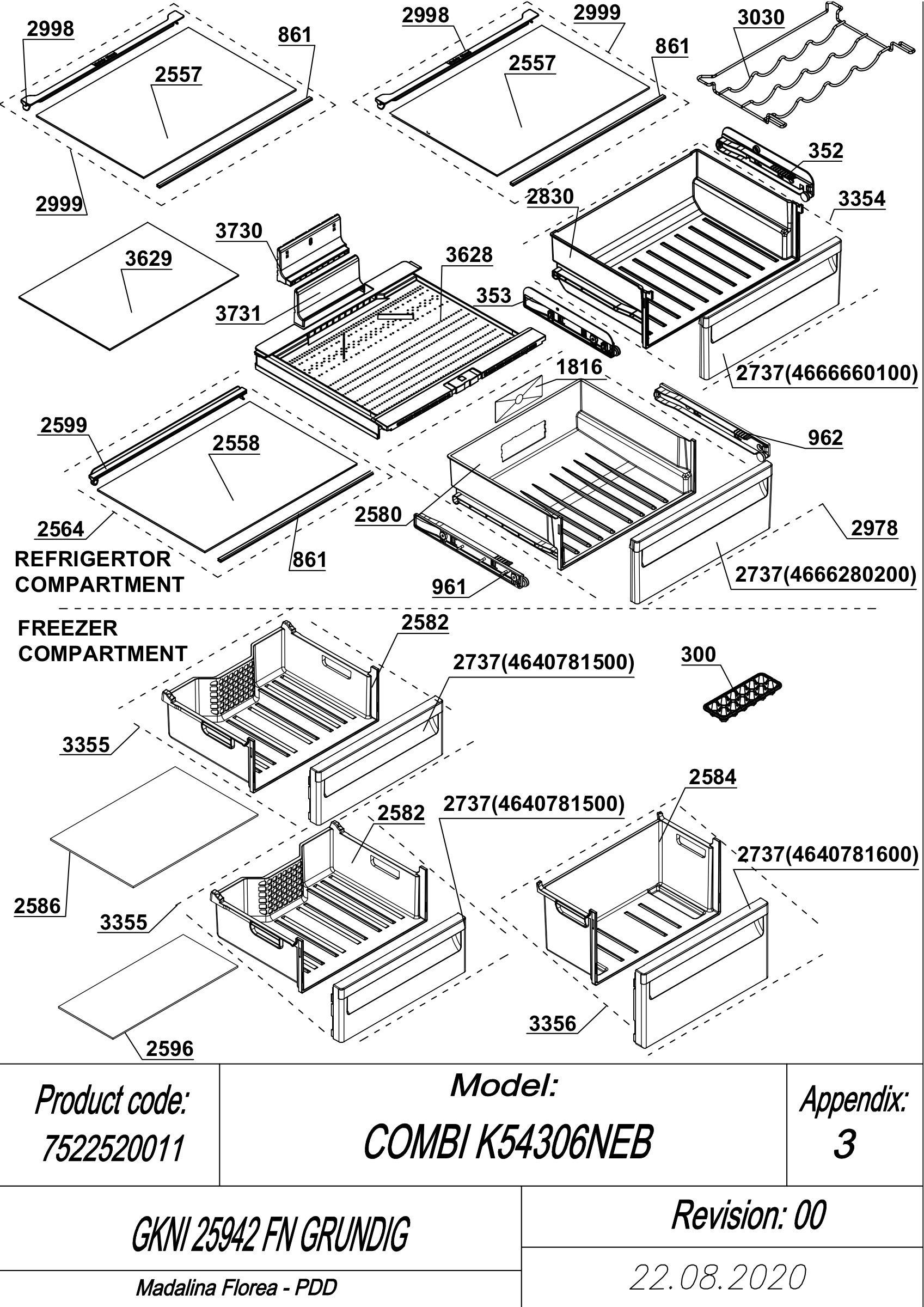 EXPLODED VIEW SHELVES GKNI 25942 FN GRUNDIG