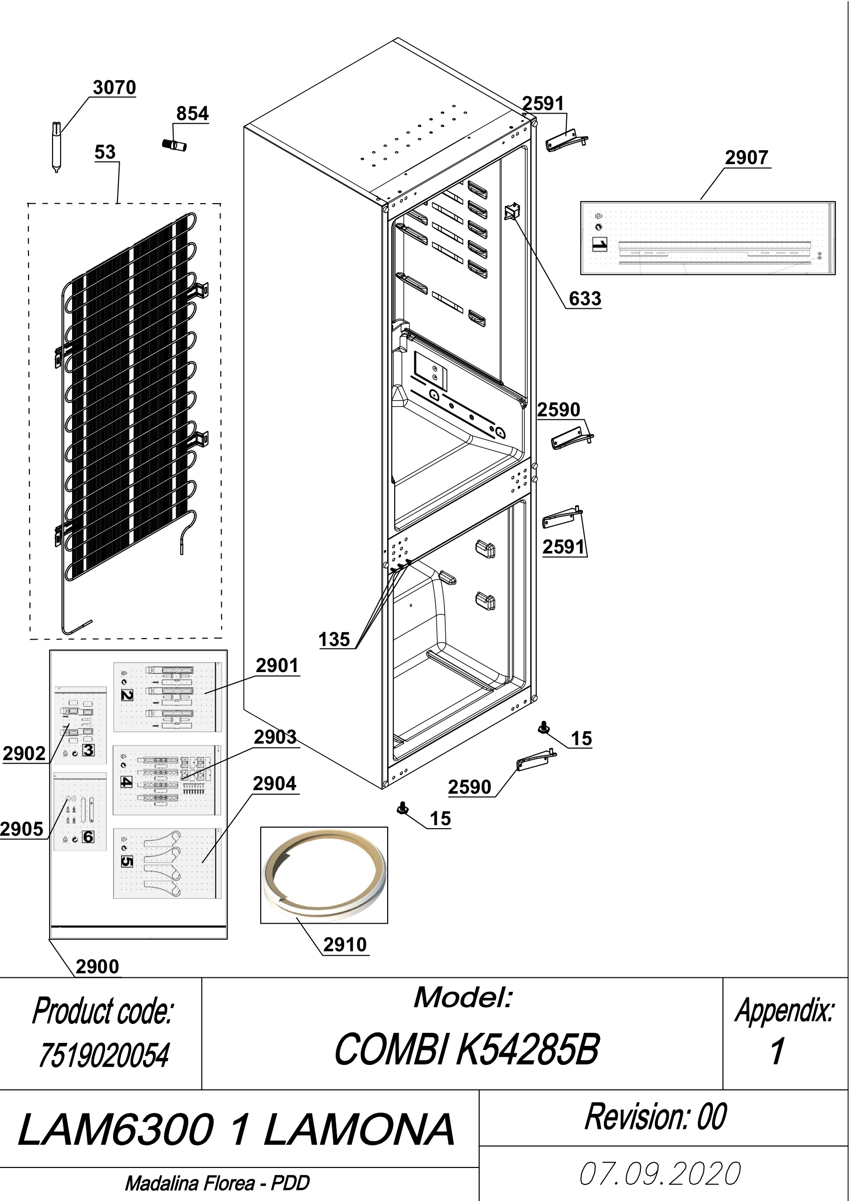 EXPLODED VIEW CABINET LAM6300-1 LAMONA