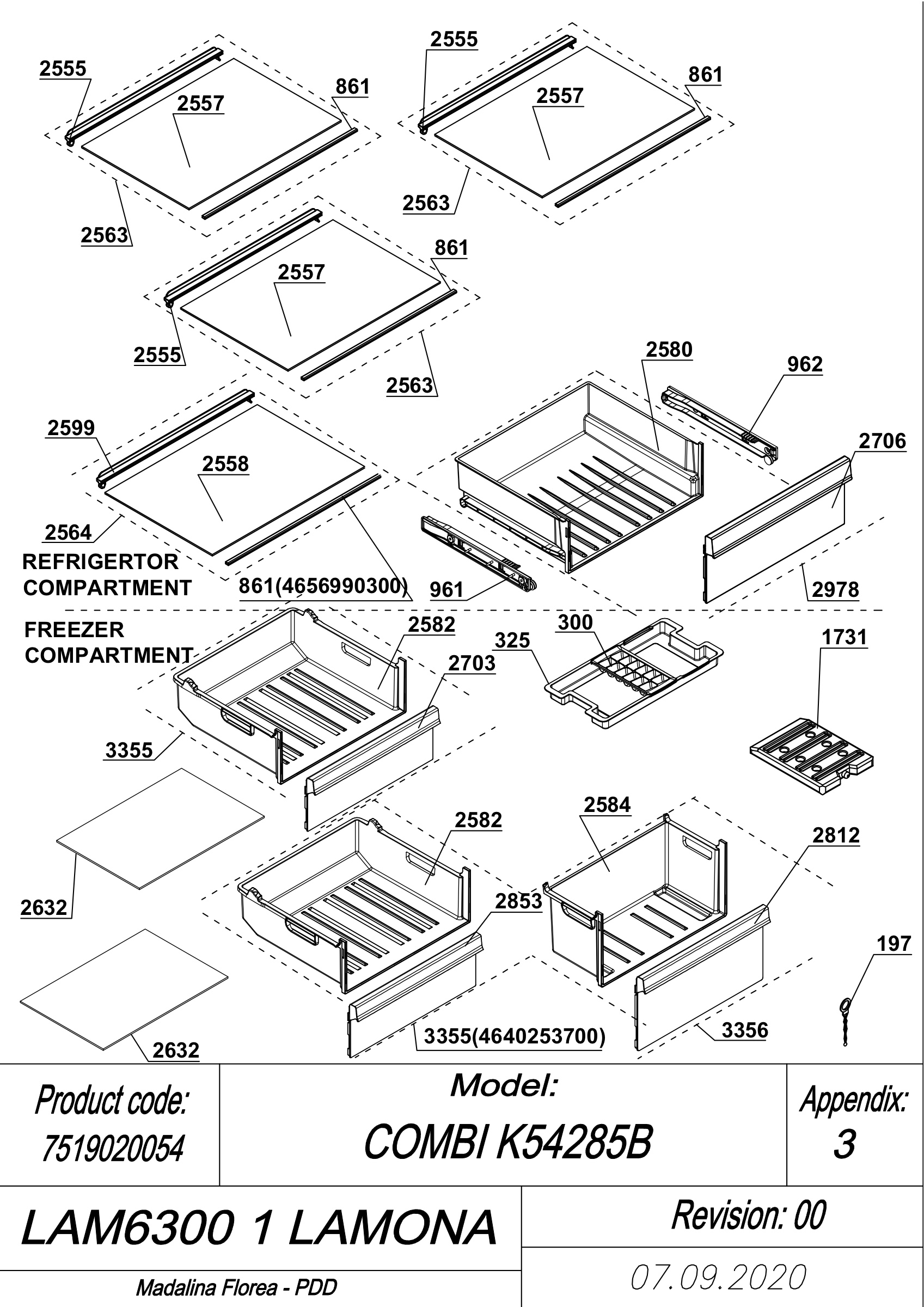 EXPLODED VIEW SHELVES LAM6300-1 LAMONA