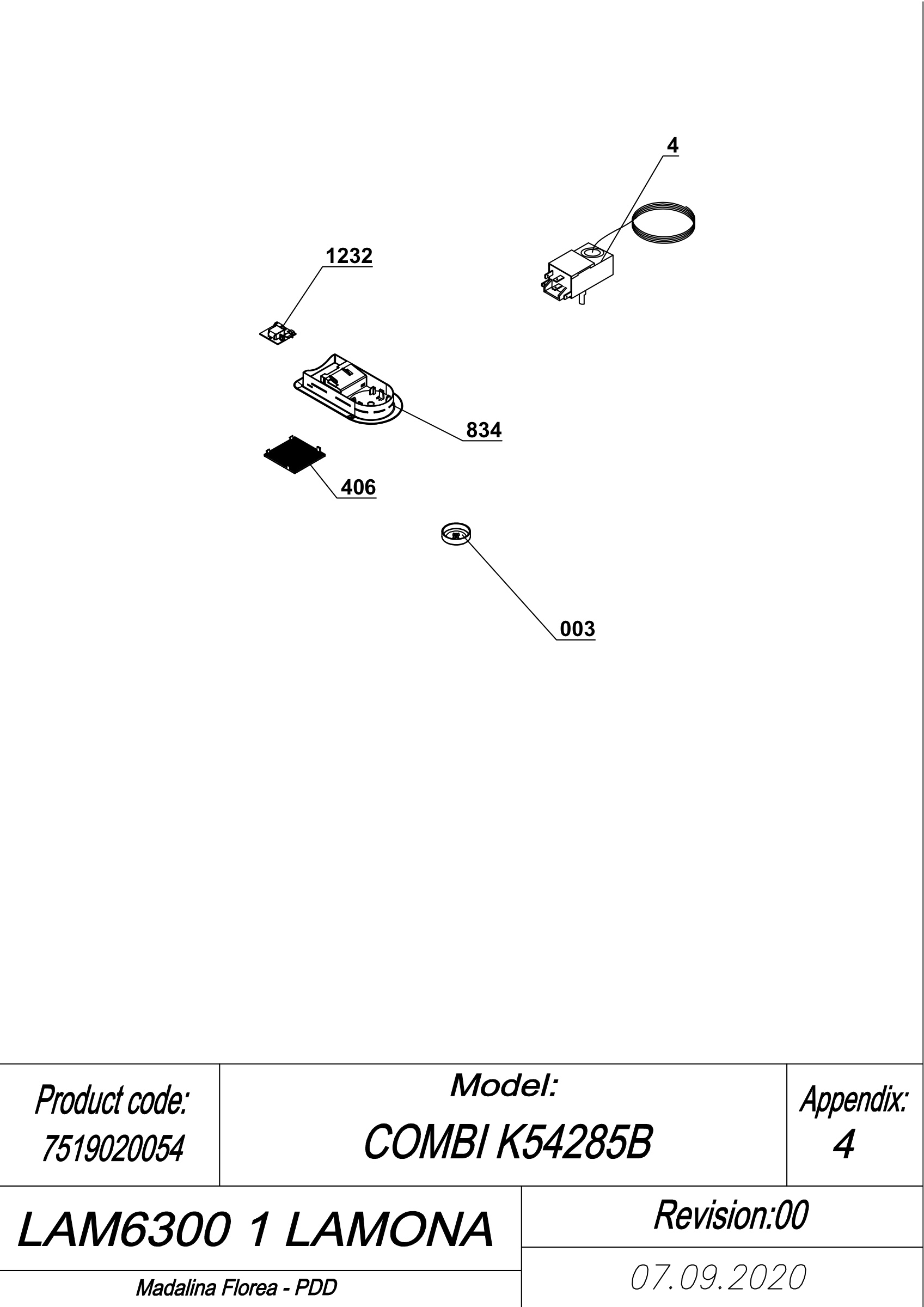 EXPLODED VIEW THERMOSTAT LAM6300-1 LAMONA