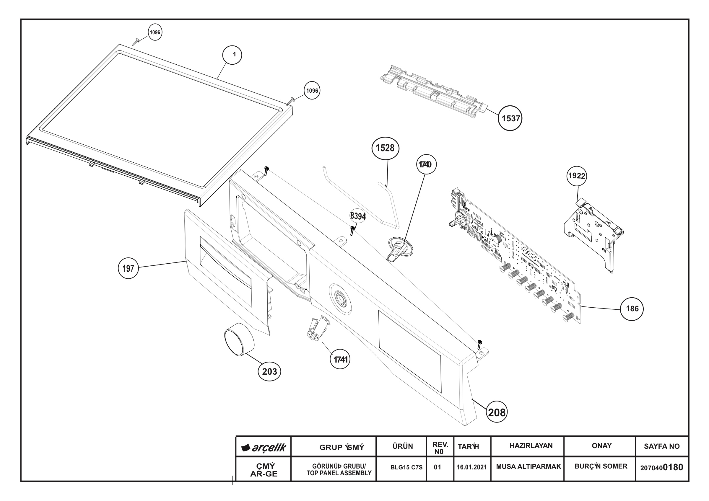 Front Panel & Top Frame Group