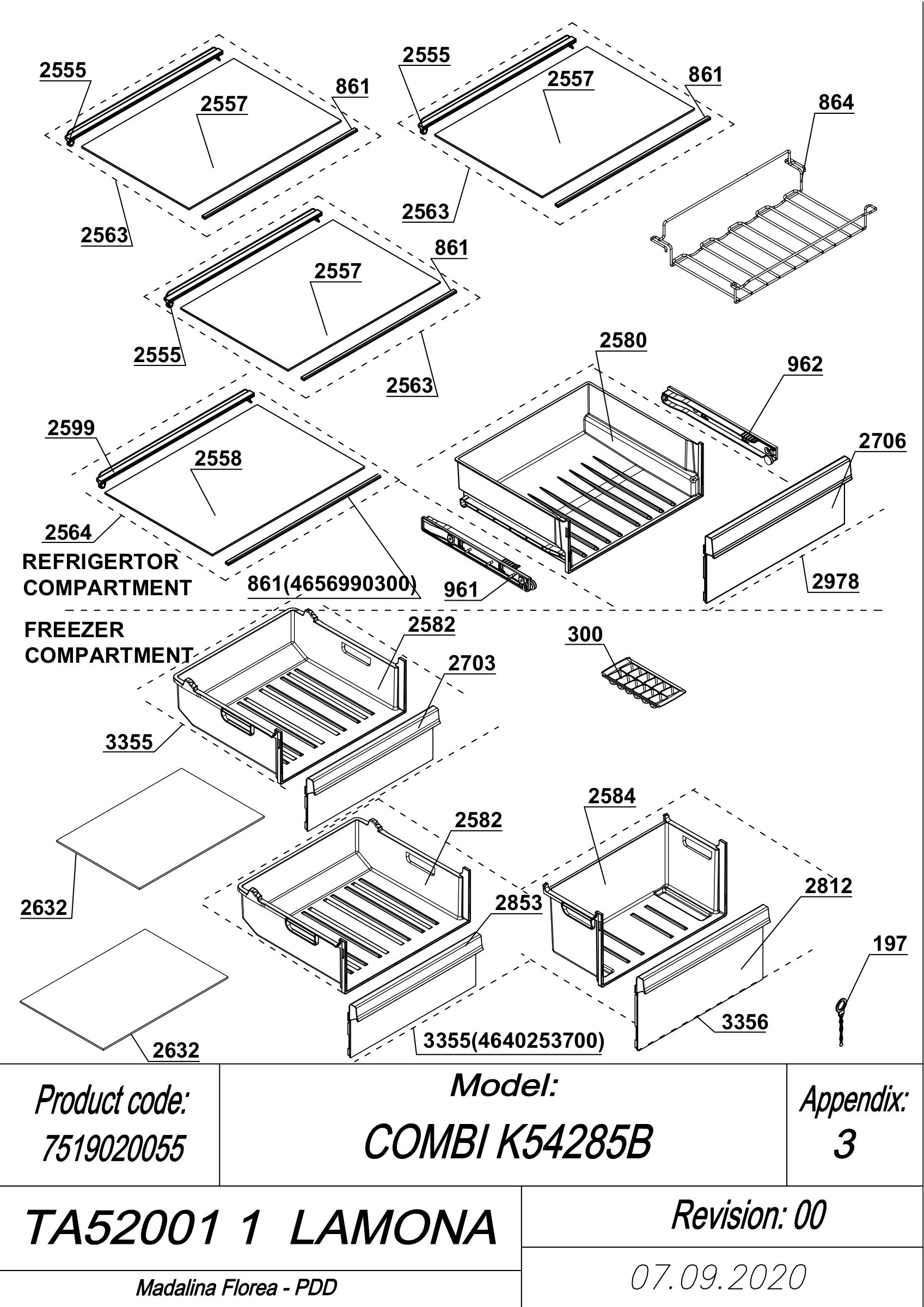 EXPLODED VIEW SHELVES TA52001-1 LAMONA