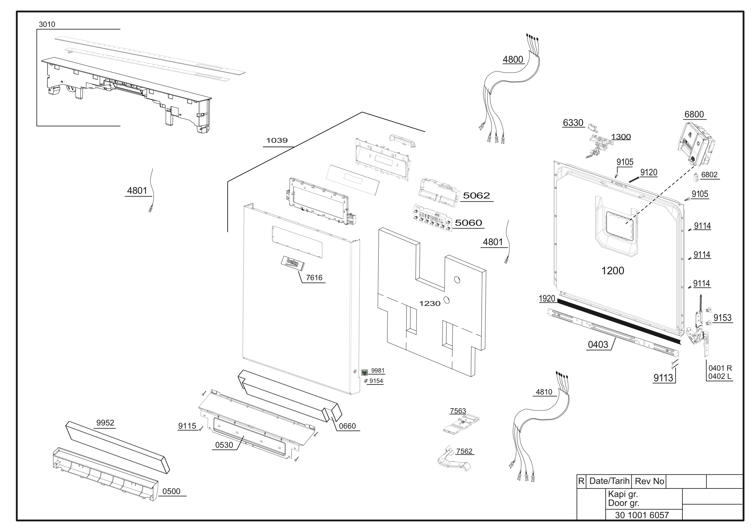 Beko Dishwasher DEN36X30X (7609603877) Spares