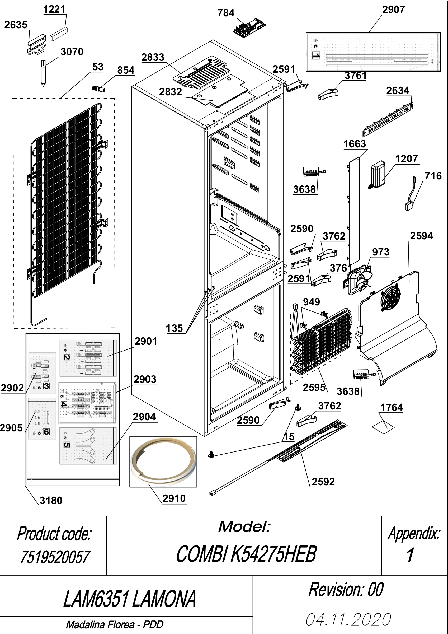 EXPLODED VIEW CABINET LAM6351 LAMONA