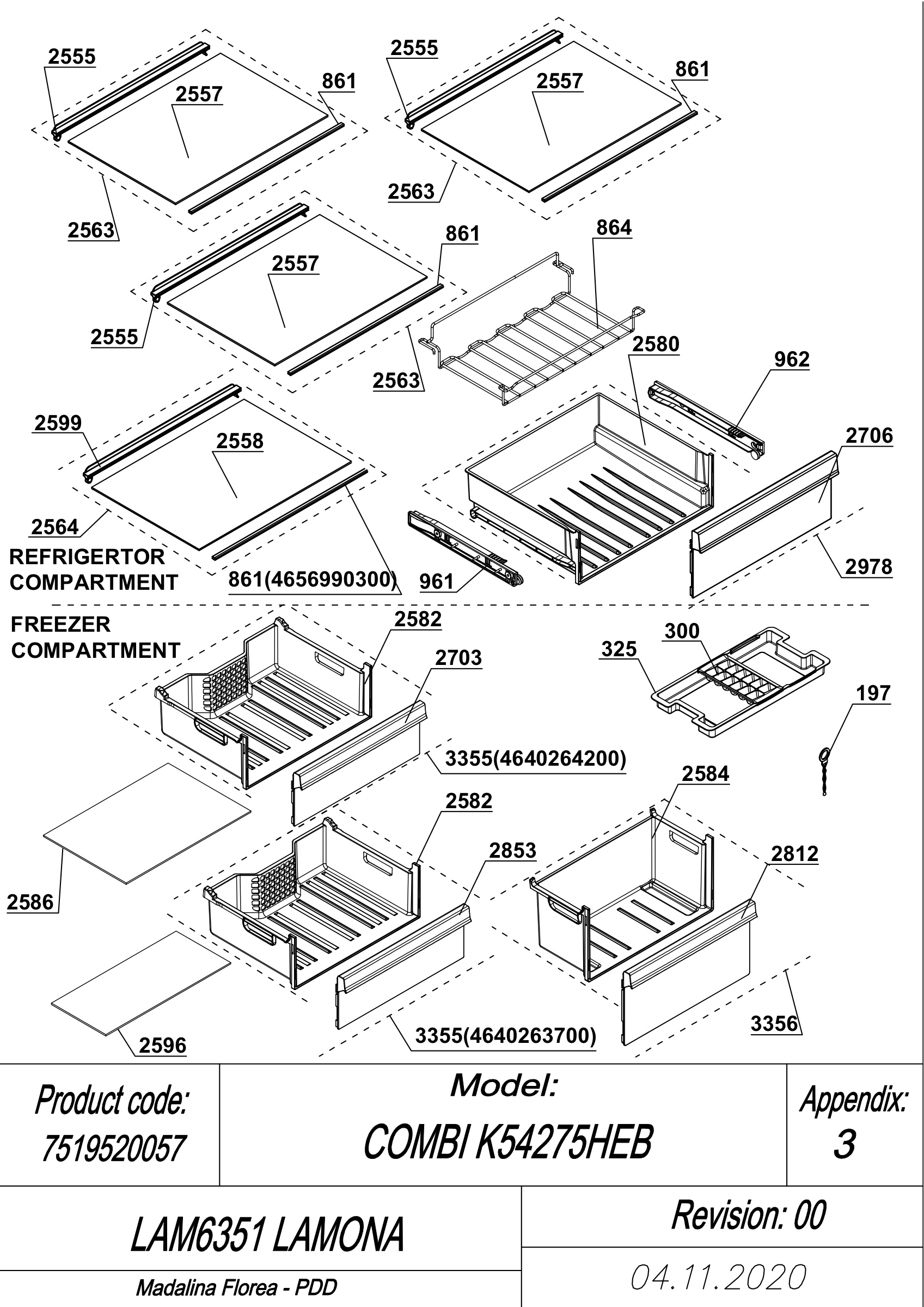 EXPLODED VIEW SHELVES LAM6351 LAMONA