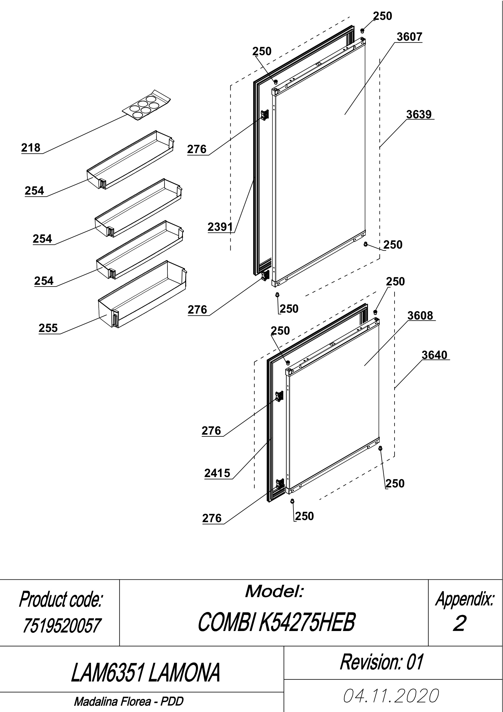 EXPLODED VIEW DOORS LAM6351 LAMONA
