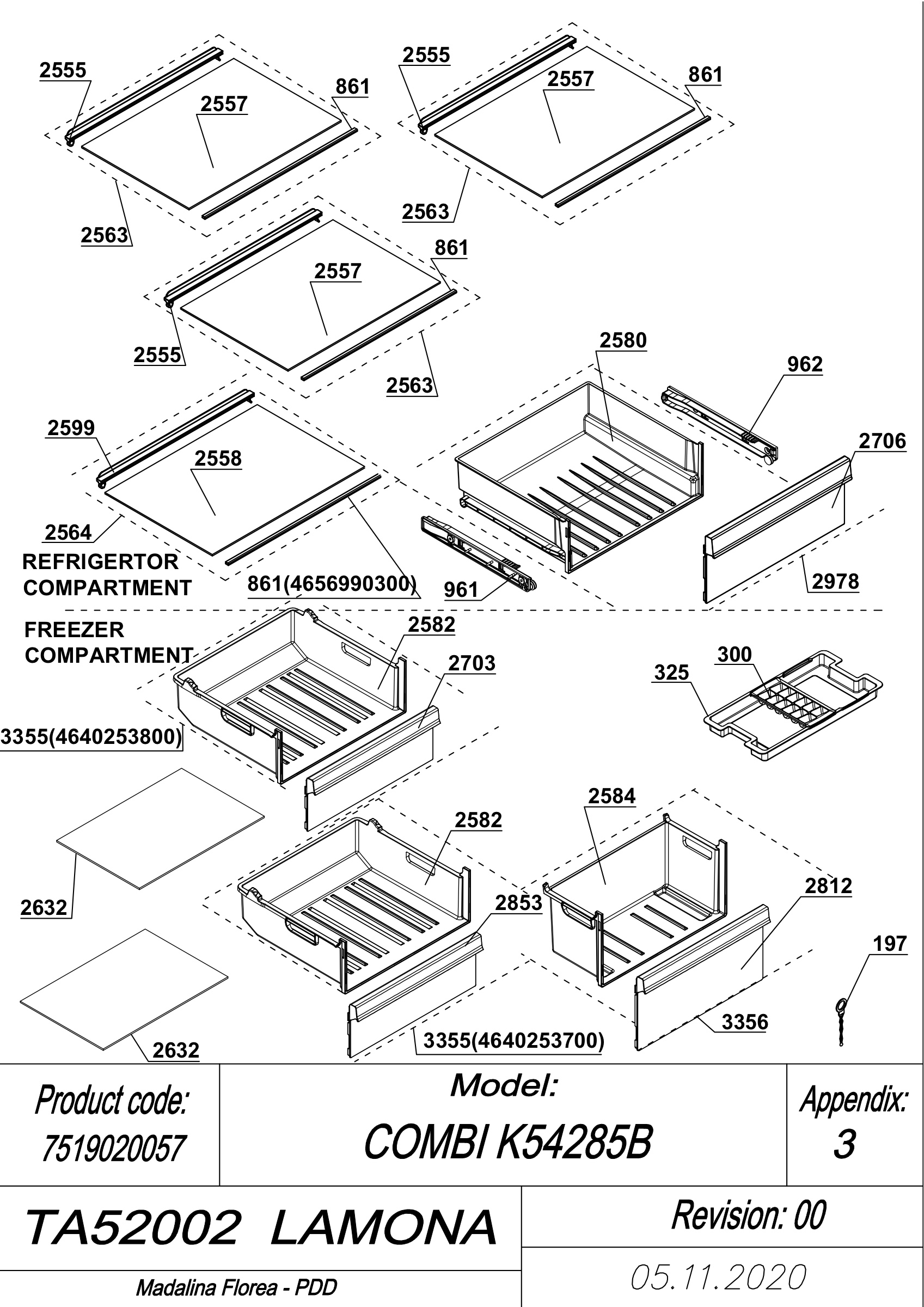 EXPLODED VIEW SHELVES TA52002 LAMONA