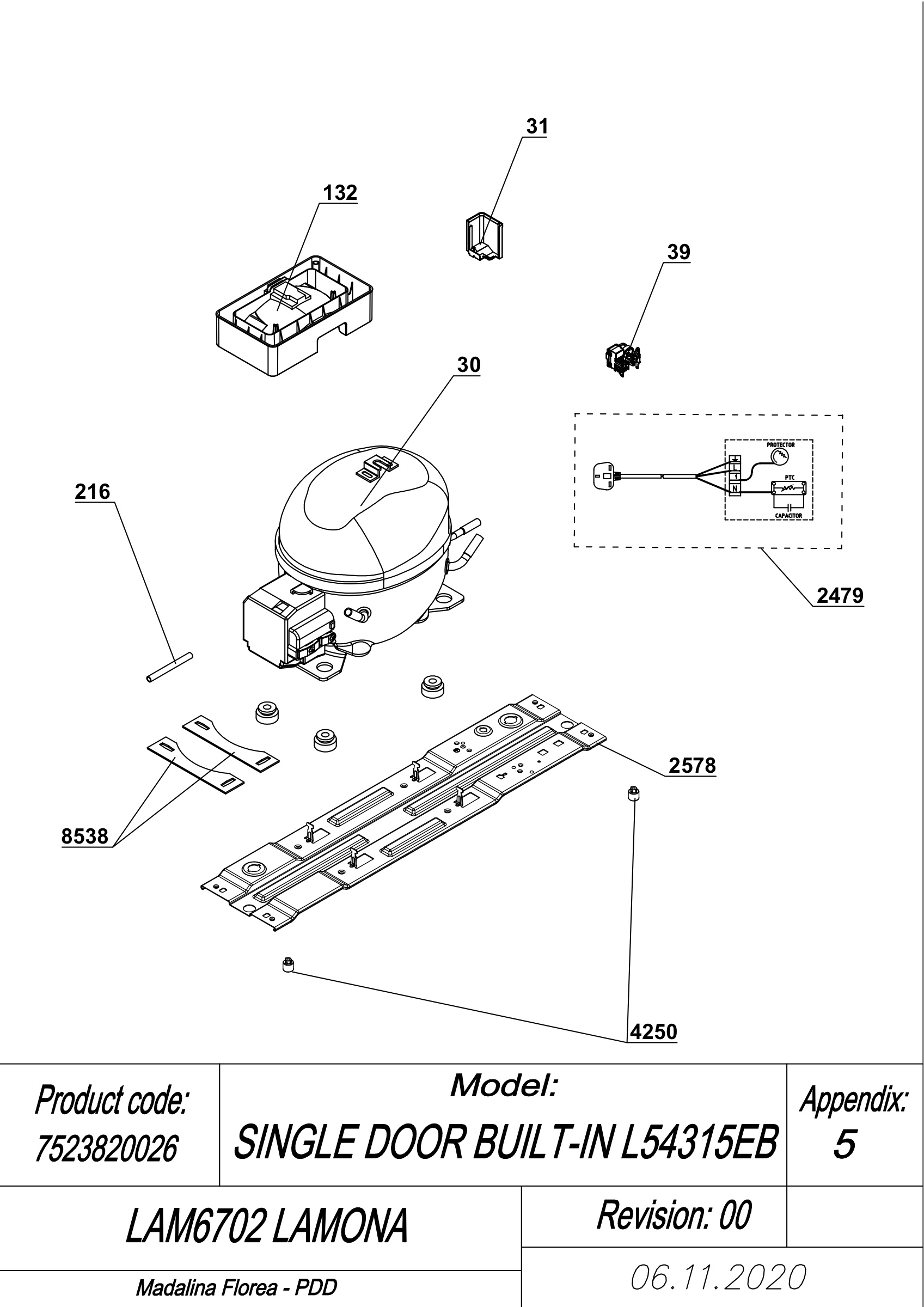 #23-3327 らむね Lamona Fridge & Freezer LAM6702 (7523820026) Spares