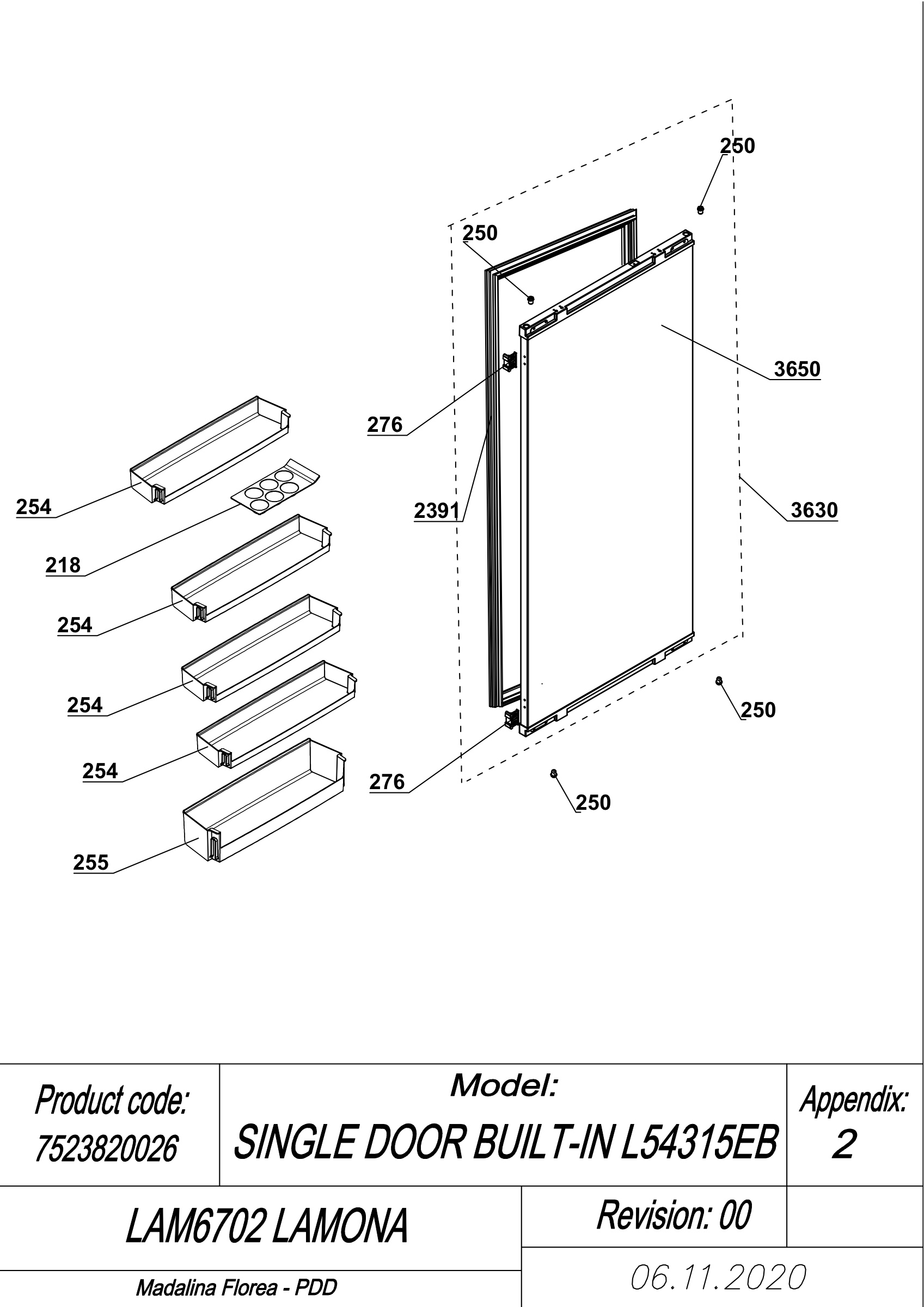 Lamona Fridge & Freezer LAM6702 (7523820026) Spares