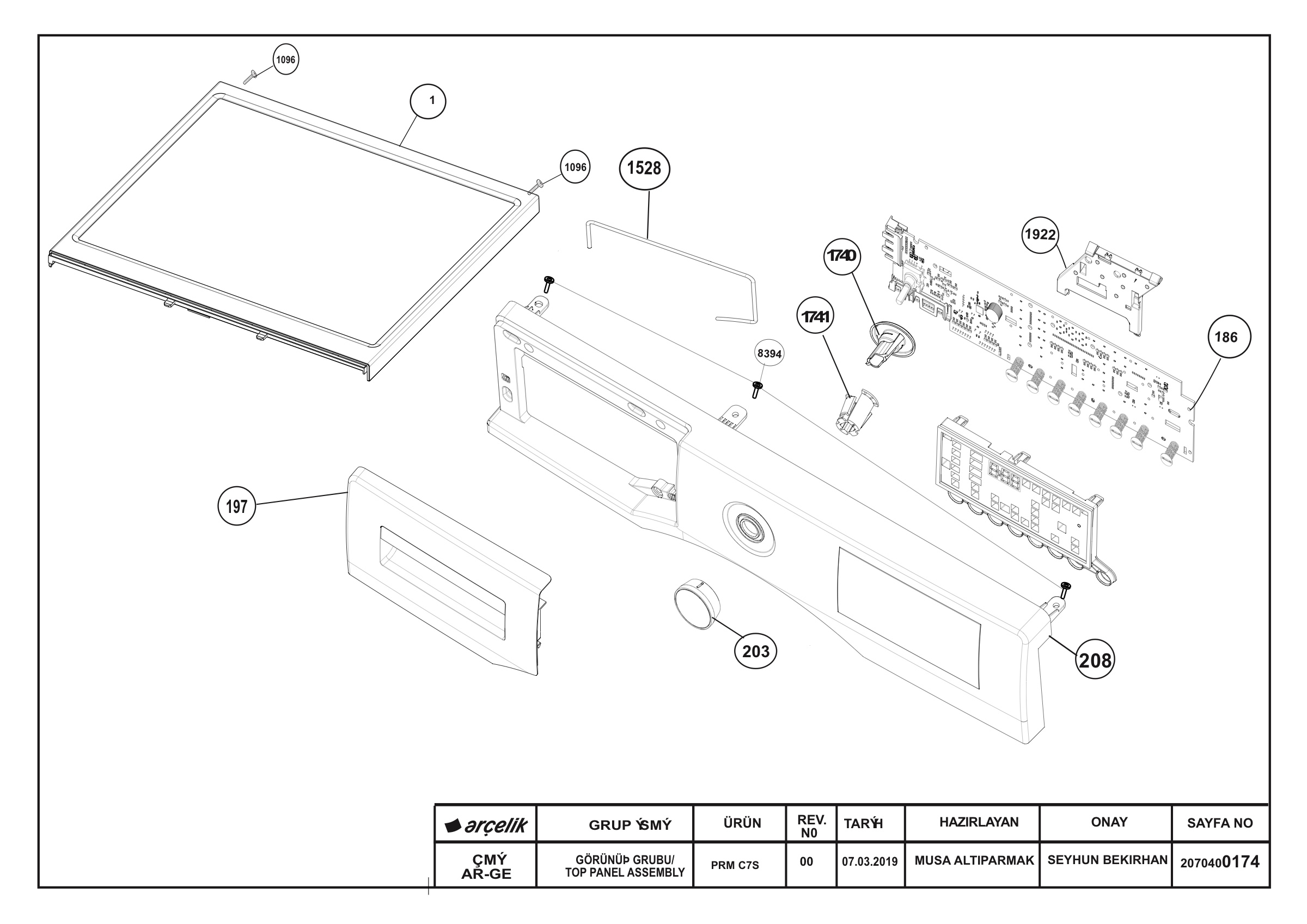 Front Panel & Top Frame Group