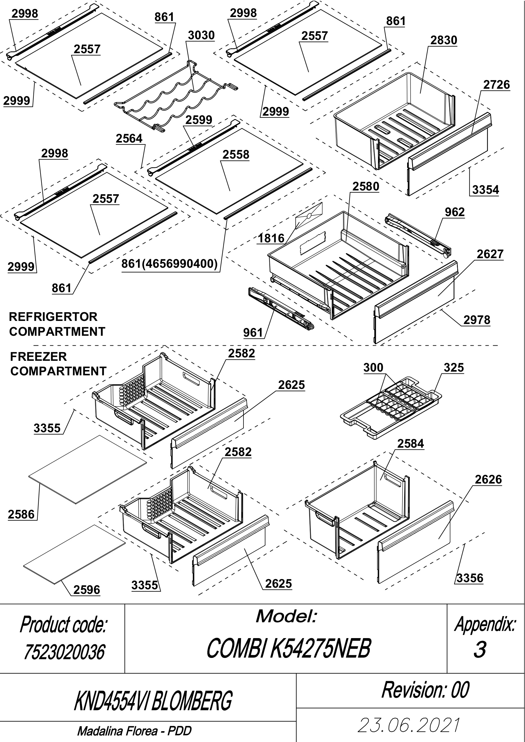 EXPLODED VIEW SHELVES KND4554VI BLOMBERG