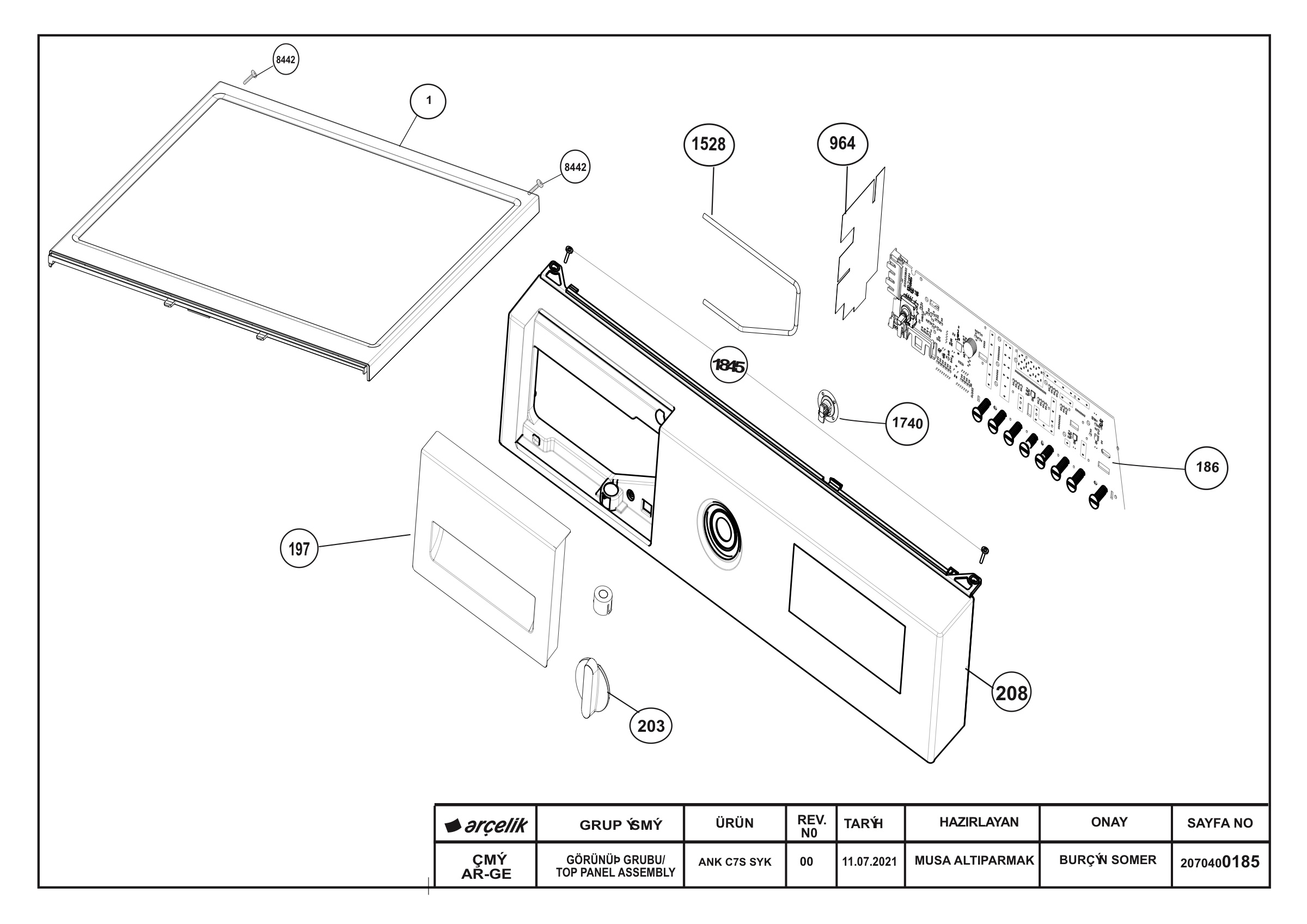 Front Panel & Top Frame Group